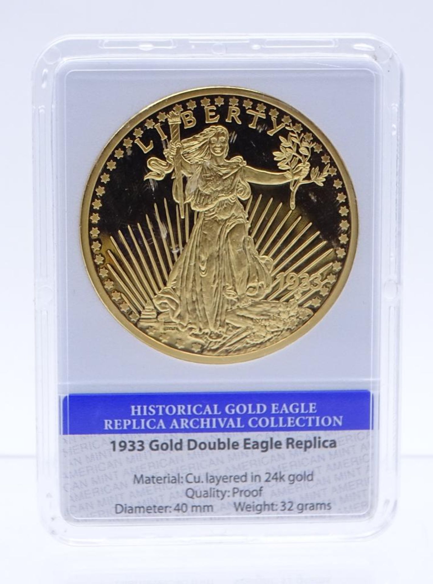 Nachprägung: 25 Dollar Gold doublé Eagle 1933,O- - -22.61 % buyer's premium on the hammer priceVAT