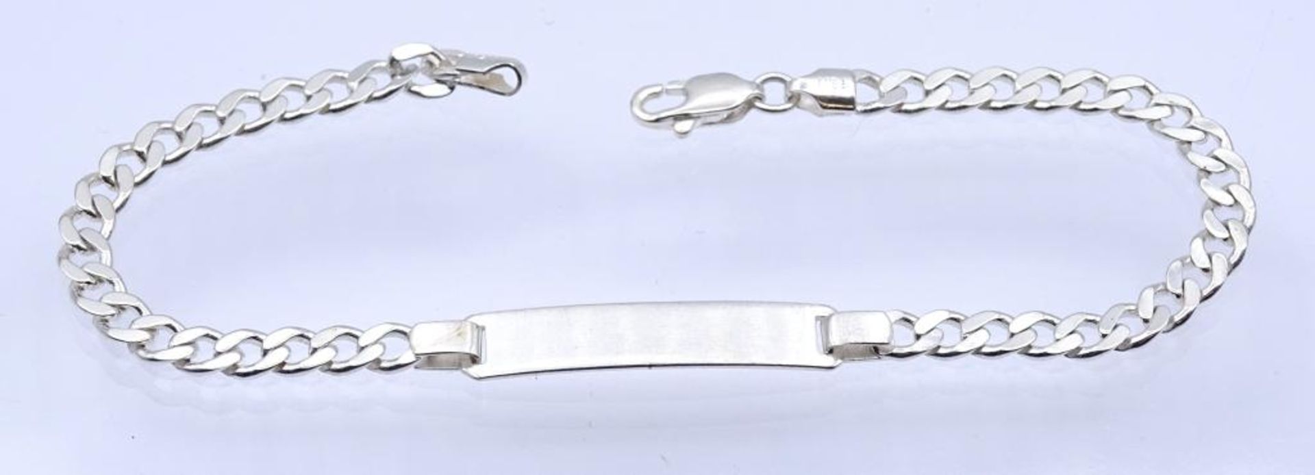 Identitäts Armband,Sterling Silber 925/000, Gravur Platte ungraviert,L- 21,5cm, 7,7gr., b-4,7m- - -