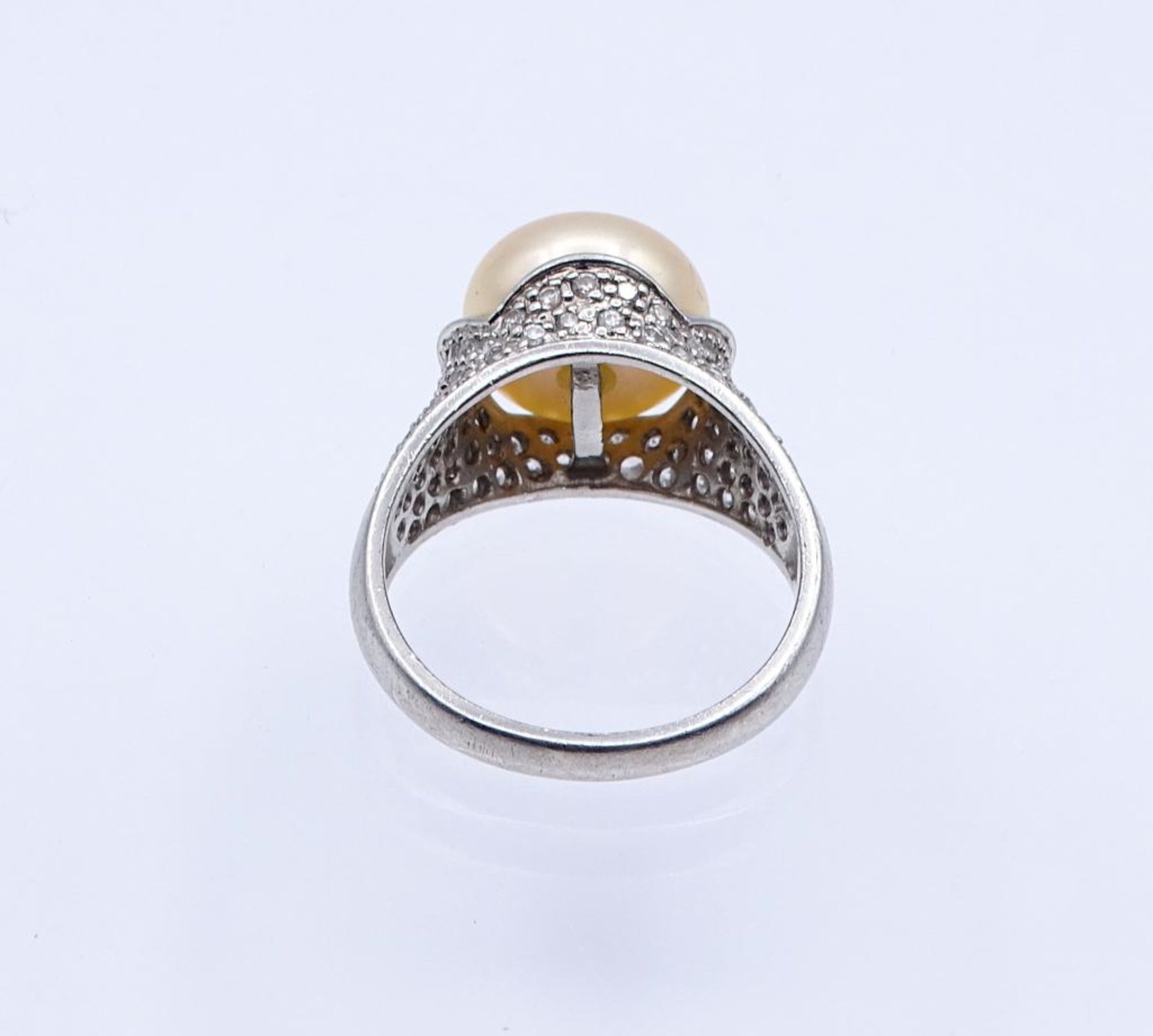 Silber Ring mit Perle und klaren Steinen,Silber 925/000, 5,8gr.RG 58- - -22.61 % buyer's premium - Bild 3 aus 3