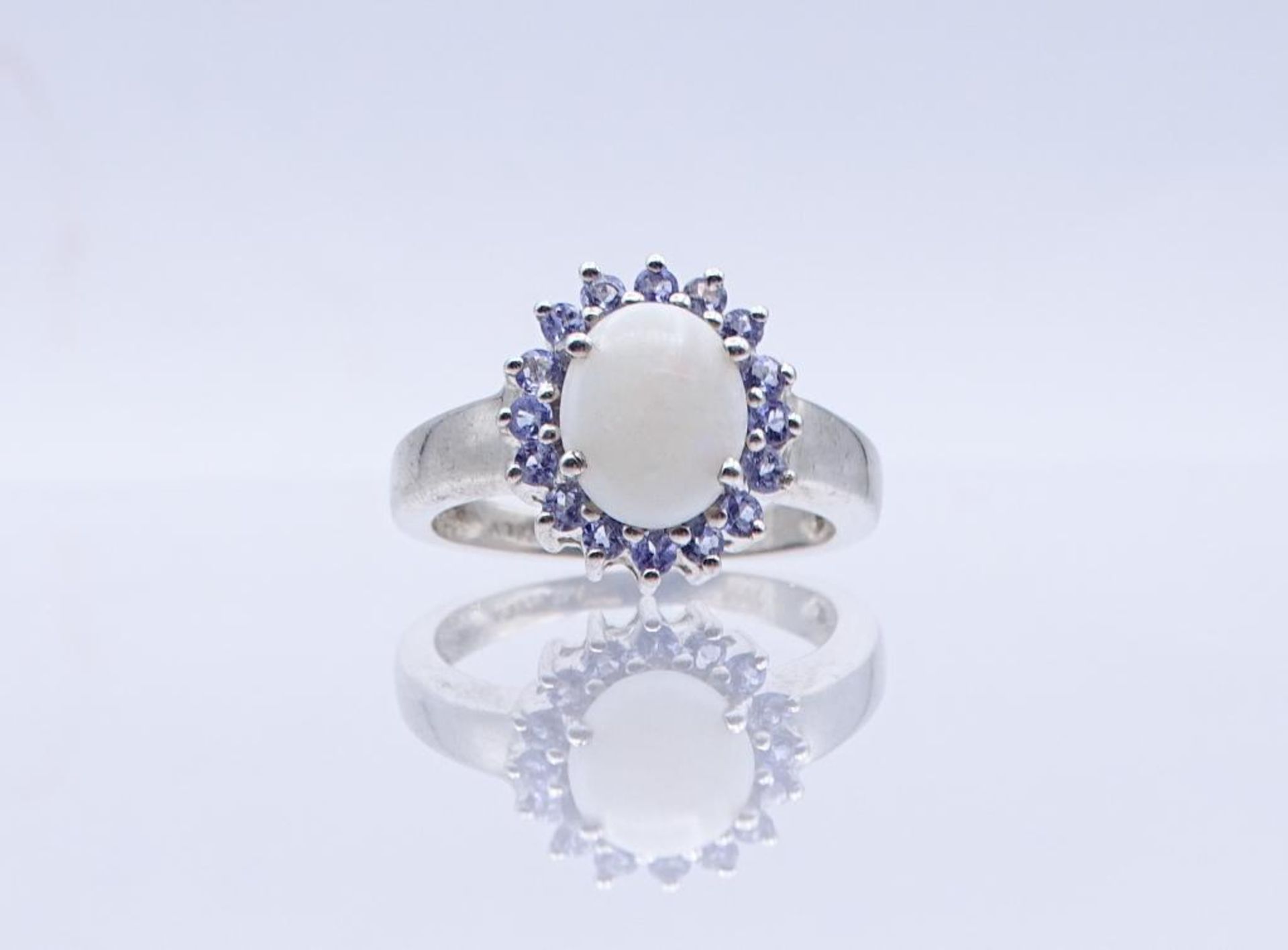 Silber Ring mit Opal und violetten facettierten Steinen, Silber 4,5gr., RG 59- - -22.61 % buyer's