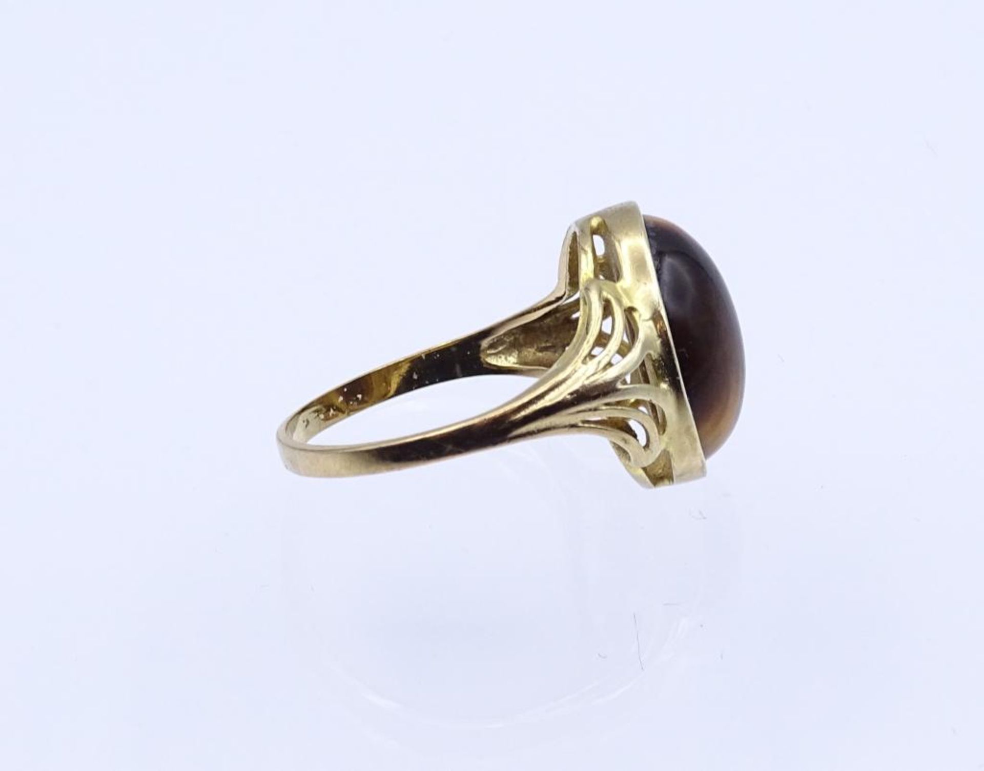 333er GG Ring mit Tigerauge Cabochon, 3,1gr., RG 54- - -22.61 % buyer's premium on the hammer - Bild 3 aus 4