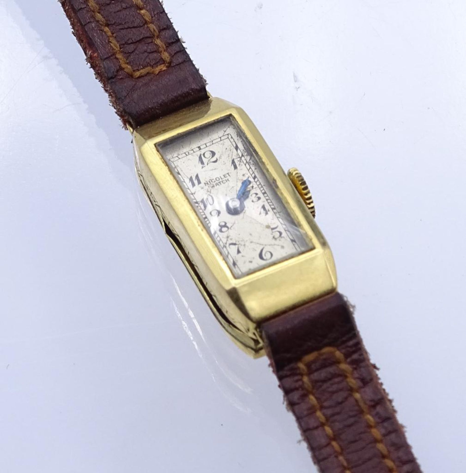 DAU "Nicolet Watch", GG Gehäuse 18K, mechanisch,Werk steht,Gehäuse 2,4x1,1cm,Deckel gedell- - -22.61
