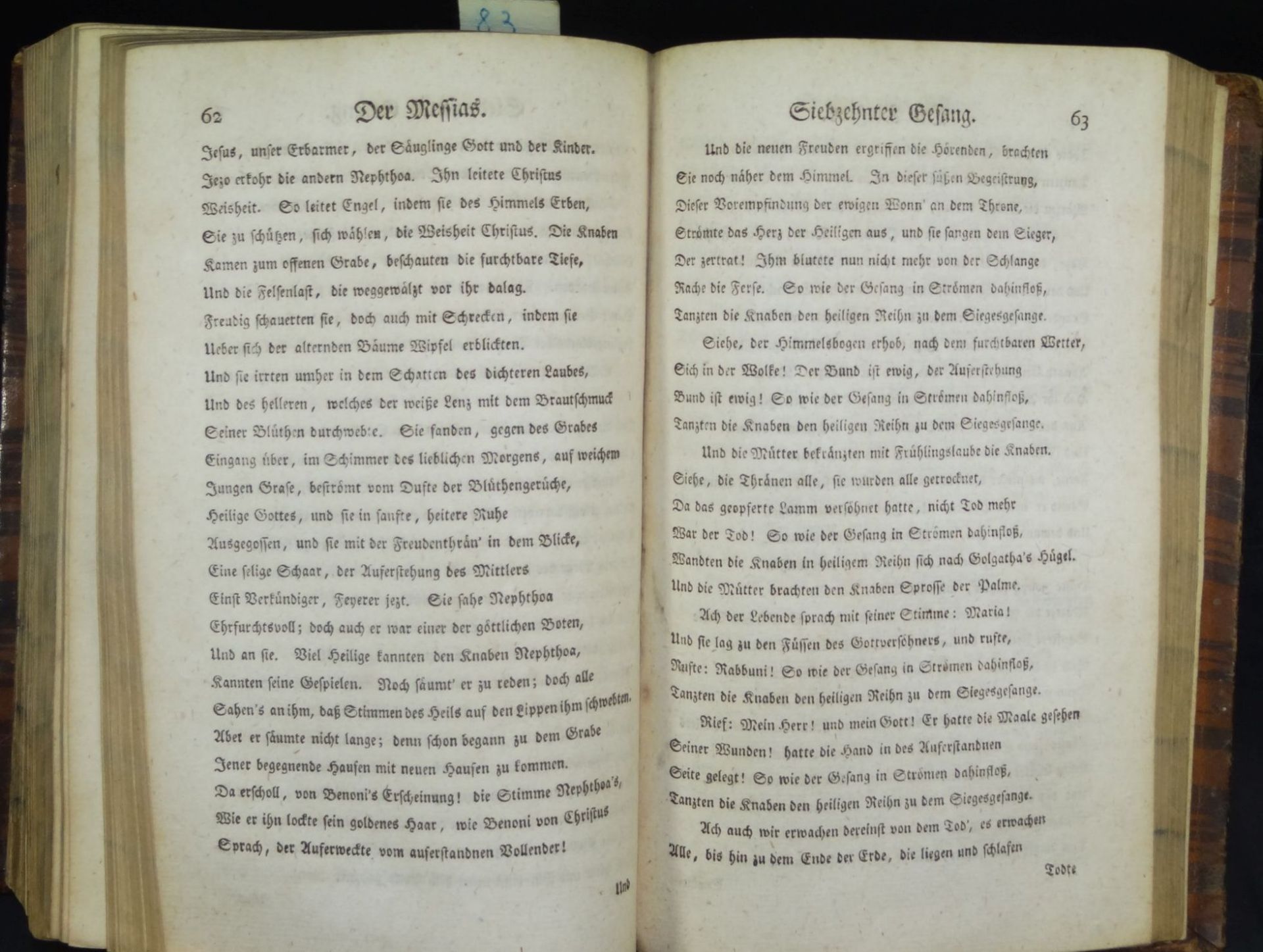 Klopstock, Friedrich Gottlieb: Der Messias. 1760, 4 Bände (1-20.Gesang) in einem Buch, - Bild 10 aus 10