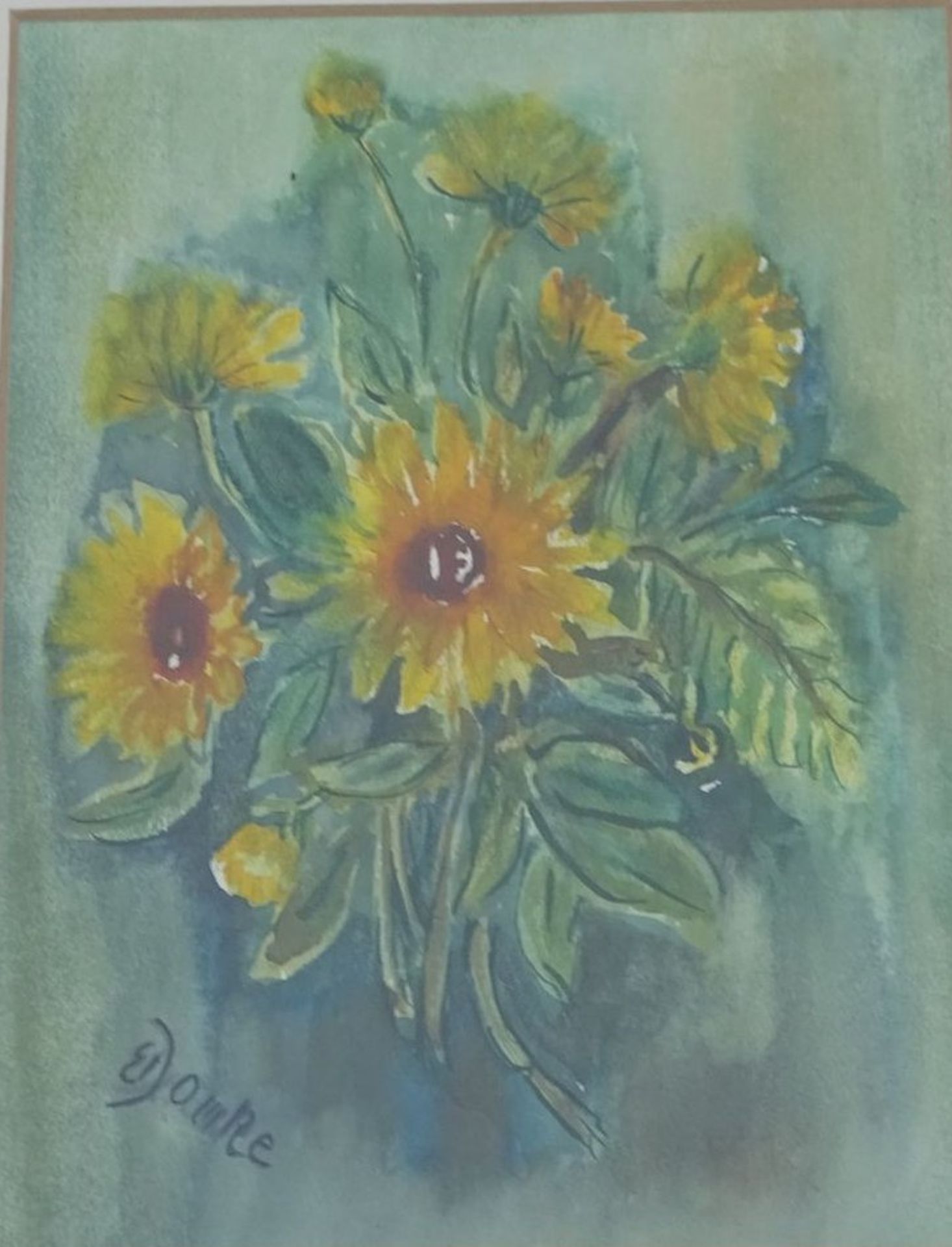 Else DOMKE (1913-2002), 3x Blumen Aquarelle, gleich gerahmt, RG 34x29 cm- - -22.61 % buyer's premium - Bild 5 aus 7