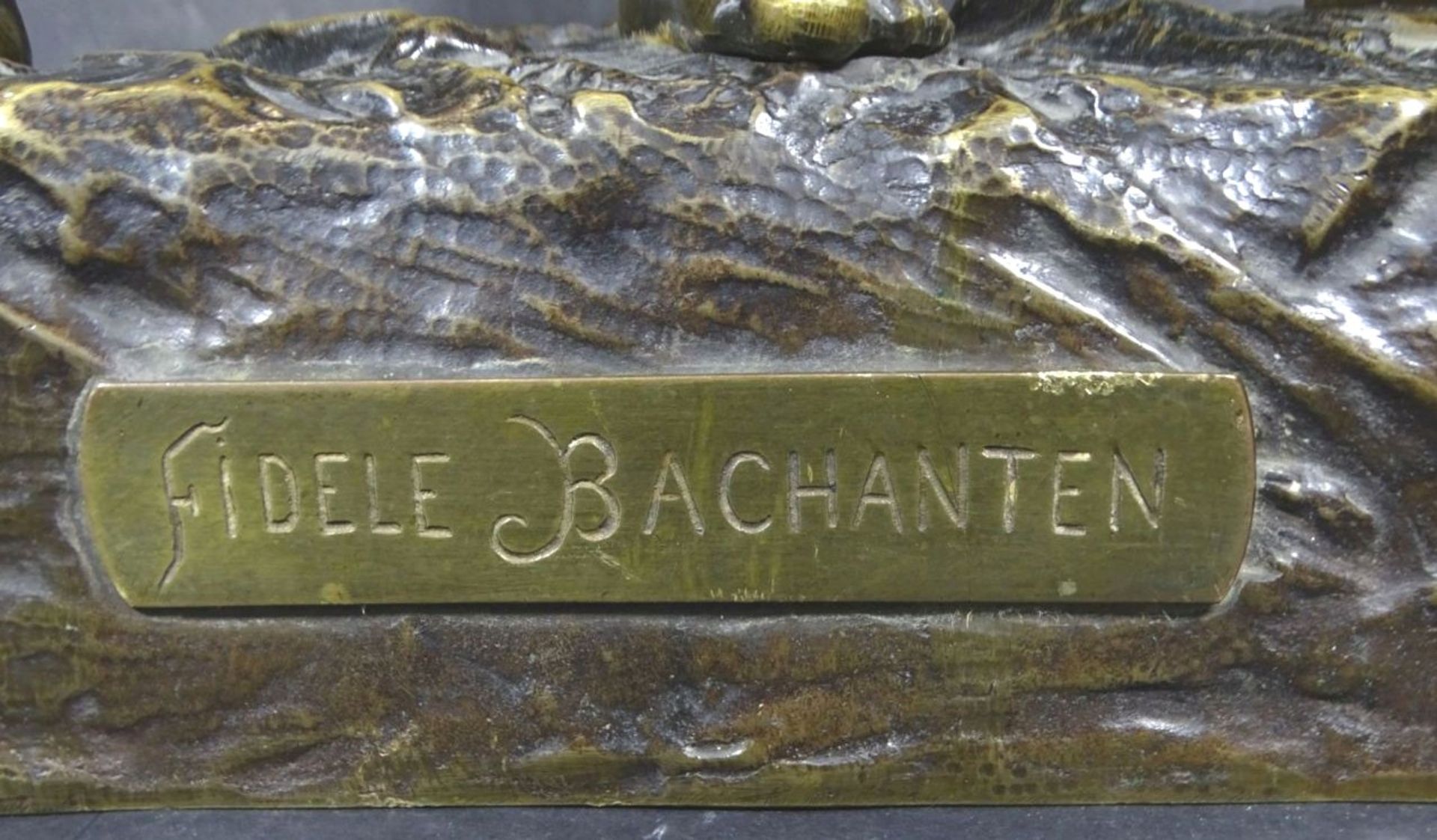 Carl BRÖSE (1880-1914) "lustige Bachanten" Bronze, Giesserei S. Sonntag, Wien, mit Messingschild, - Bild 9 aus 10