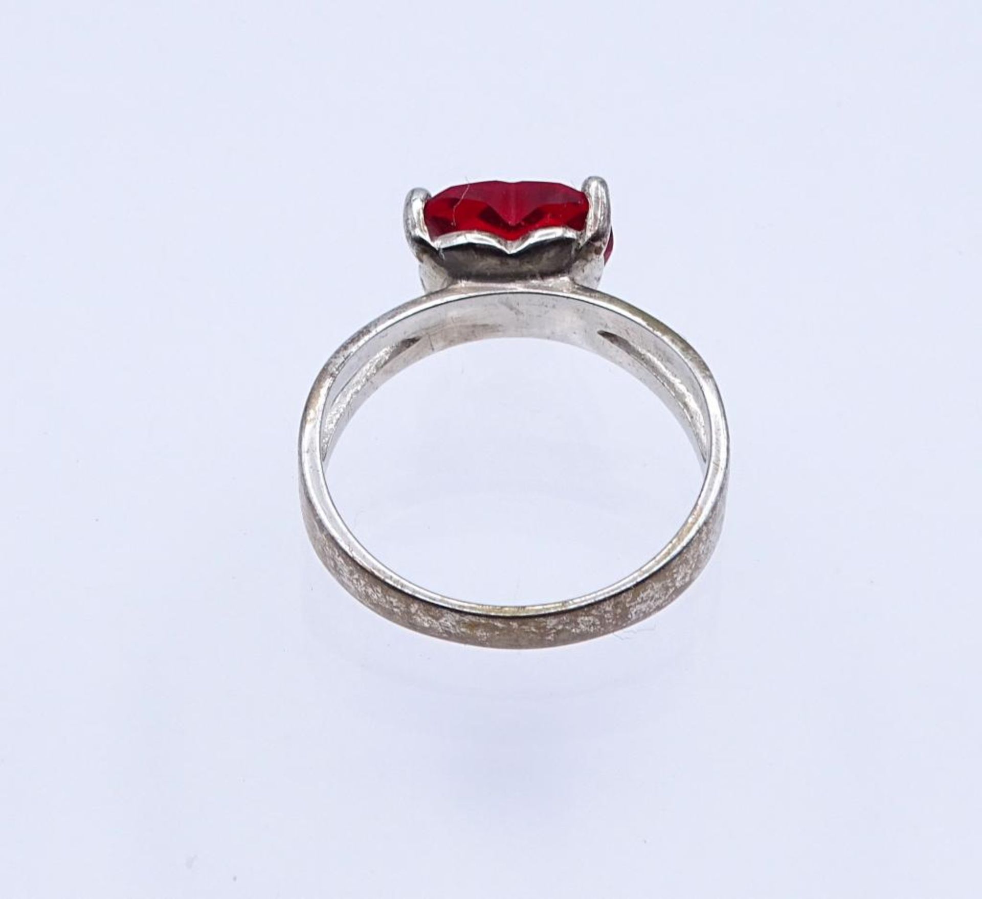 Farbstein-Silber-Ring,Silber 925/000, Rotes facettiertes Herz, 3,5gr., RG 58- - -22.61 % buyer's - Bild 4 aus 4