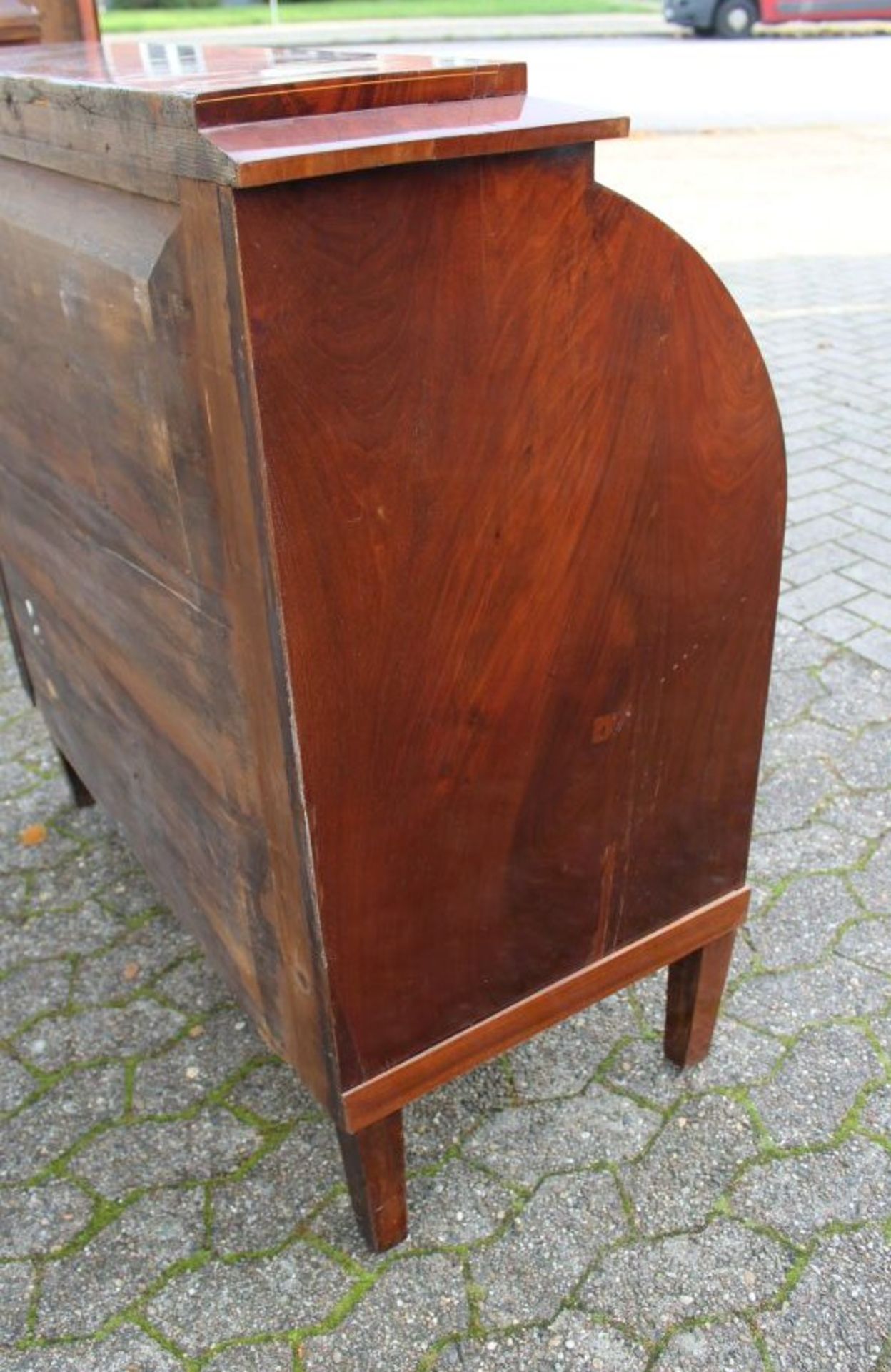 Biedermeier-Zylinderbüro, Mahagoni, Fadenintarsien, schönes Innenleben, guter Zustand, H-108cm B- - Bild 6 aus 8