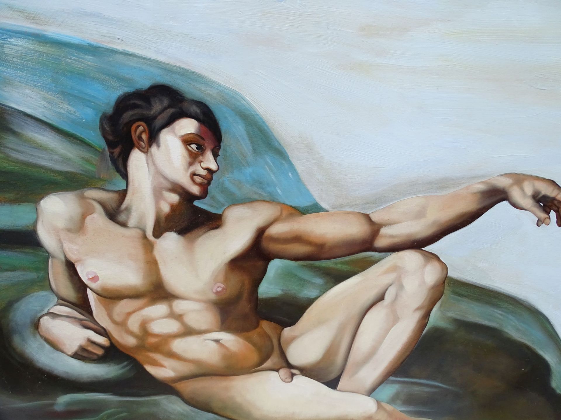4x anonyme Gemälde nach Michelangelo, Öl/Platte, grösste 80x185 cm, Rest ca. 80x70- - -22.61 % - Image 8 of 10
