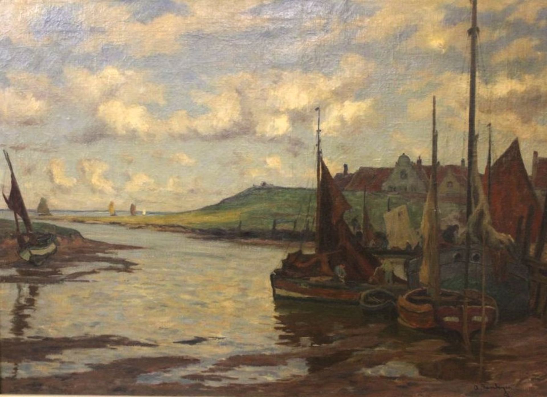 Alfred RASENBERGER (1885-1949), Fischerboote im Hafen, Öl/Leinwand, gerahmt, RG 80 x 106cm, 1x