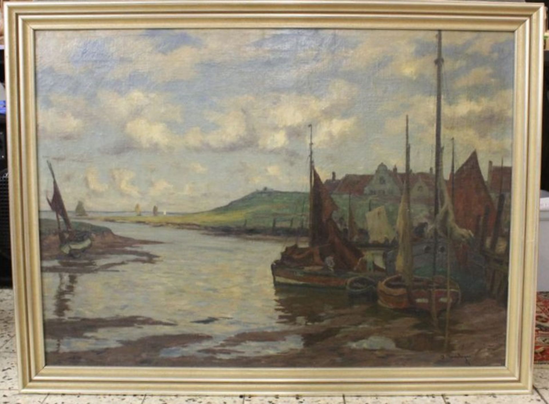 Alfred RASENBERGER (1885-1949), Fischerboote im Hafen, Öl/Leinwand, gerahmt, RG 80 x 106cm, 1x - Image 3 of 4