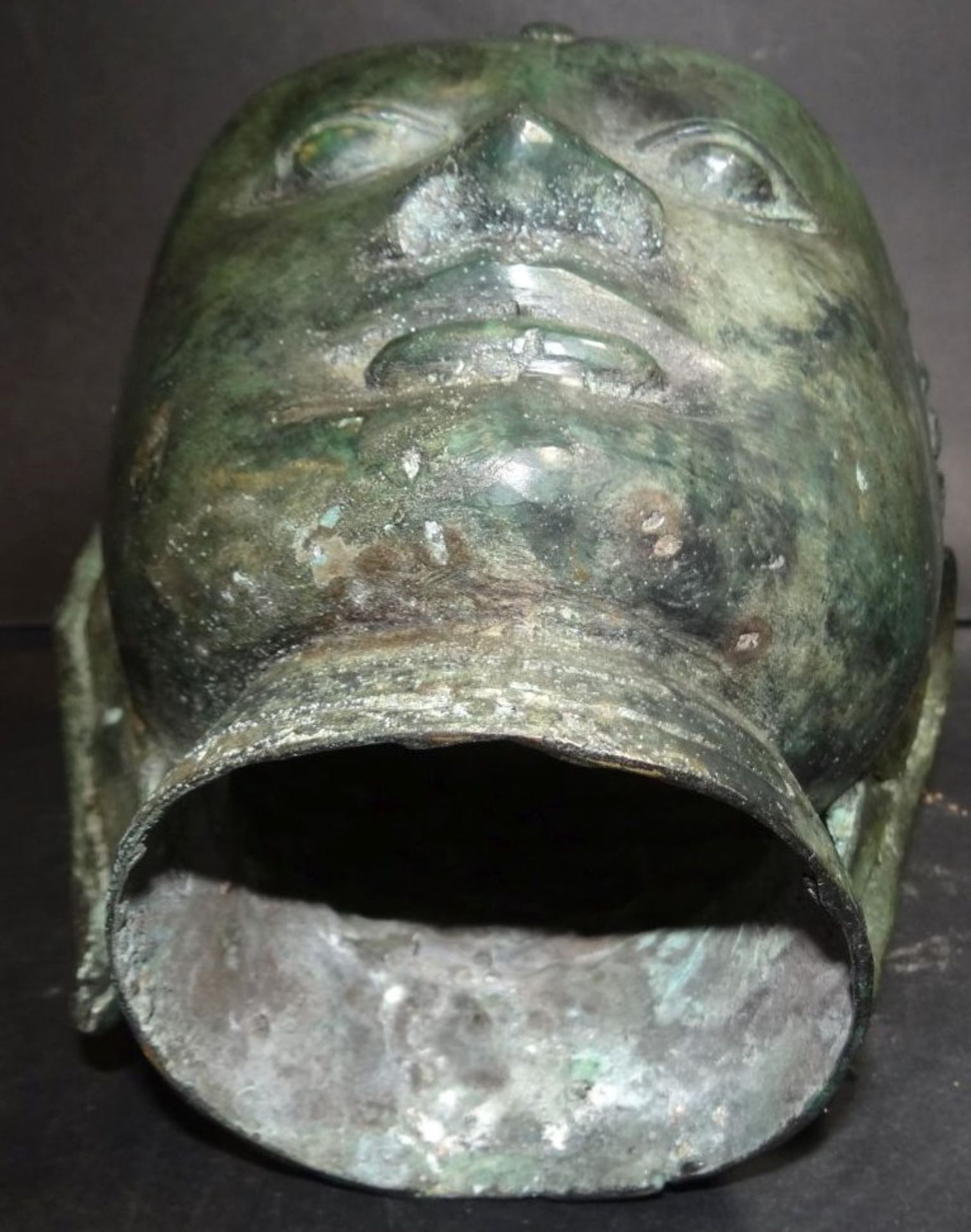 grosser Bronze Buddhakopf, hohl, patiniert, H-24 cm, Alters-u. Gebrauchsspuren- - -22.61 % buyer's - Bild 6 aus 6