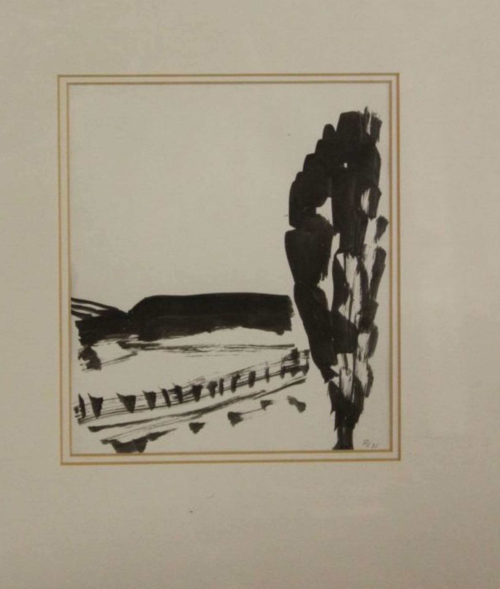 R.Rieger 1975, Weg und Baum, Tusche, verso betitelt, ger./Glas, RG 50 x 45cm.- - -22.61 % buyer's