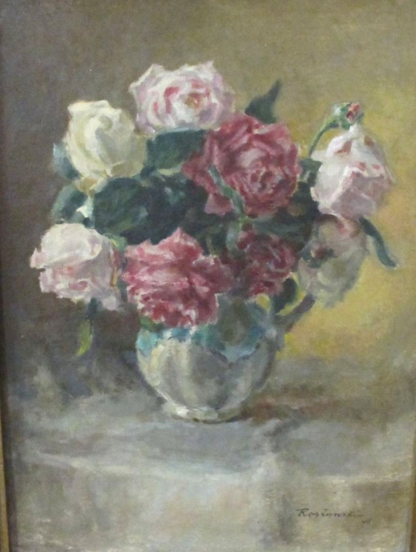 Rorjanski "Blumen", Öl/Hartfaser, datiert (19)46, gerahmt, RG 66 x 52cm.- - -22.61 % buyer's premium