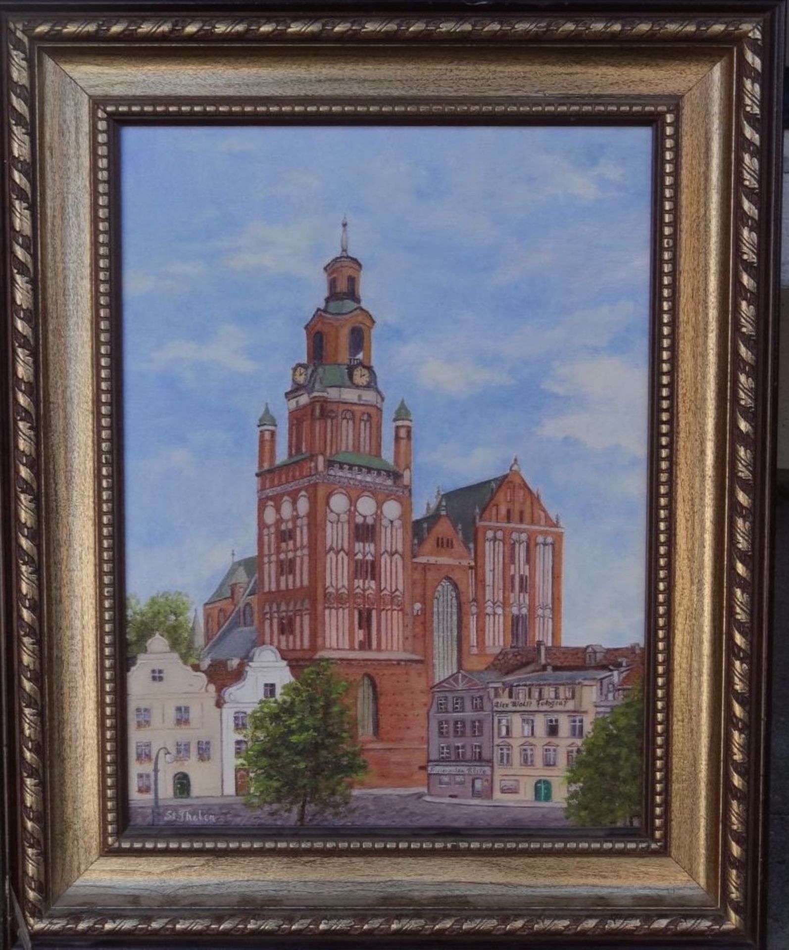 St. Thelen "Kircheansicht" Öl/Leinen, gerahmt, RG 52x42 c- - -22.61 % buyer's premium on the