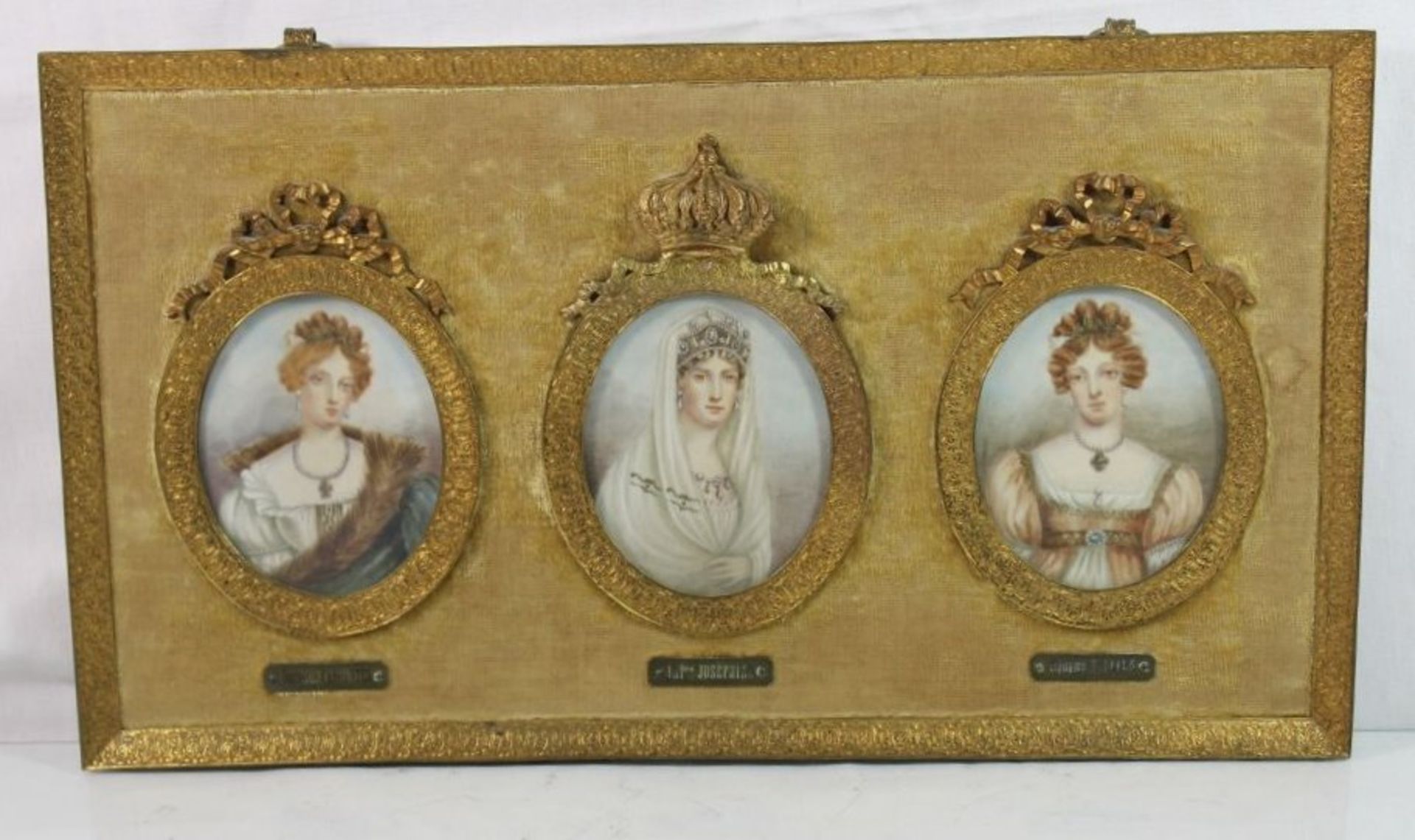 Miniatur-Malerei auf Elfenbein, 3 Portraits, Duchesse d'Abrantés, Imp. Josephine, Mádame Tallien, - Bild 2 aus 3