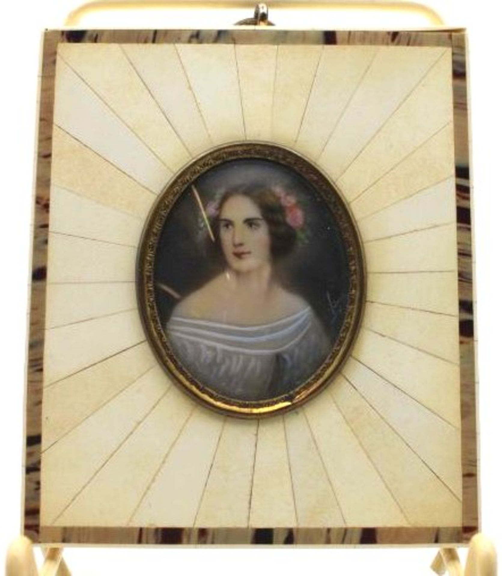 Miniatur-Malerei auf Elfenbein,Jenny Lind, gerahmt, signiert, RG 10 x 9cm.- - -22.61 % buyer's