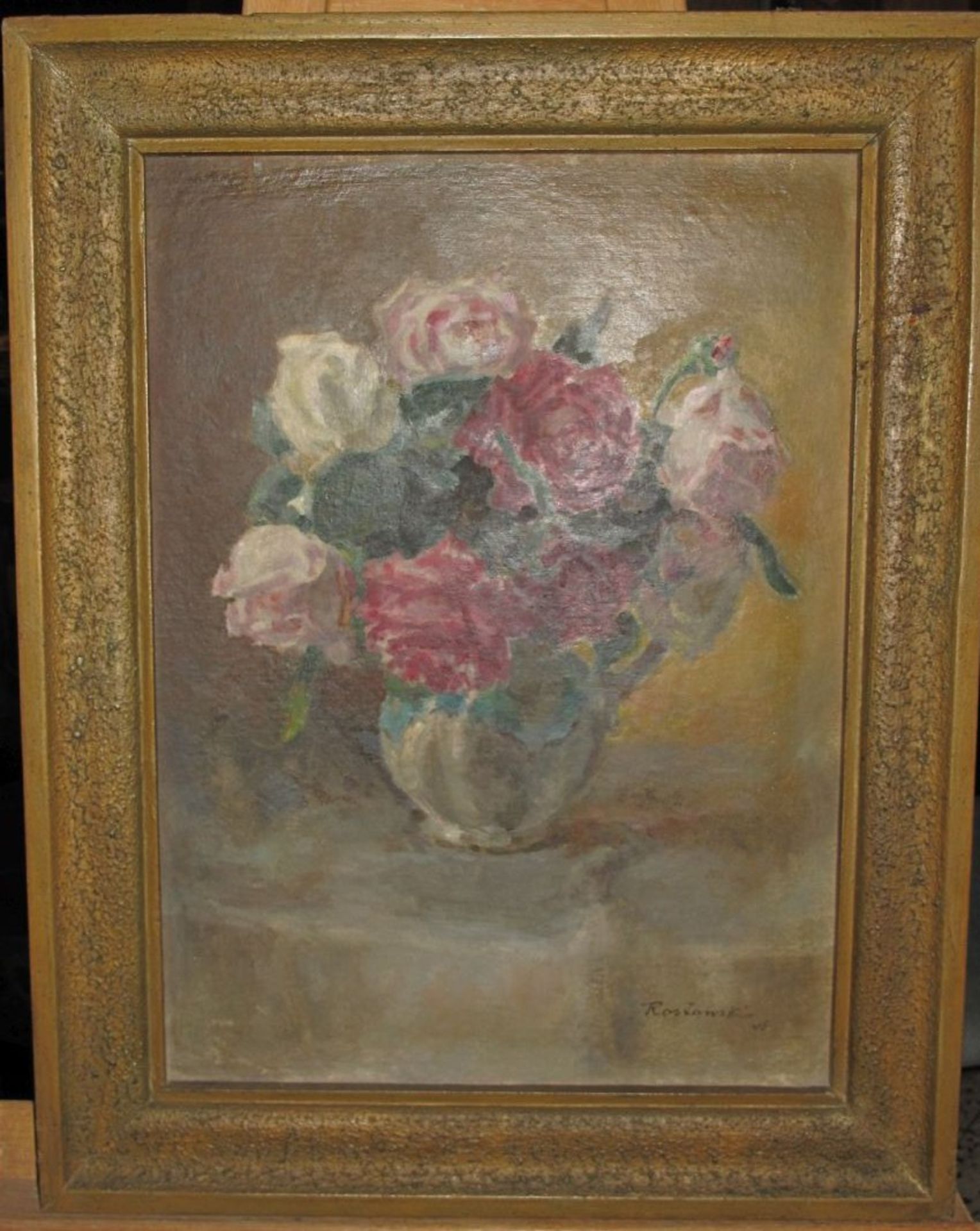 Rorjanski "Blumen", Öl/Hartfaser, datiert (19)46, gerahmt, RG 66 x 52cm.- - -22.61 % buyer's premium - Bild 3 aus 3