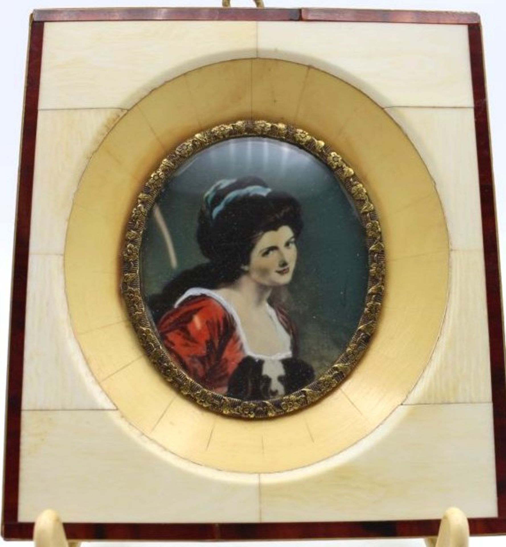 Miniatur-Malerei auf Elfenbein, Lady Hamilton, gerahmt, RG 11,5 x 10,5cm.- - -22.61 % buyer's
