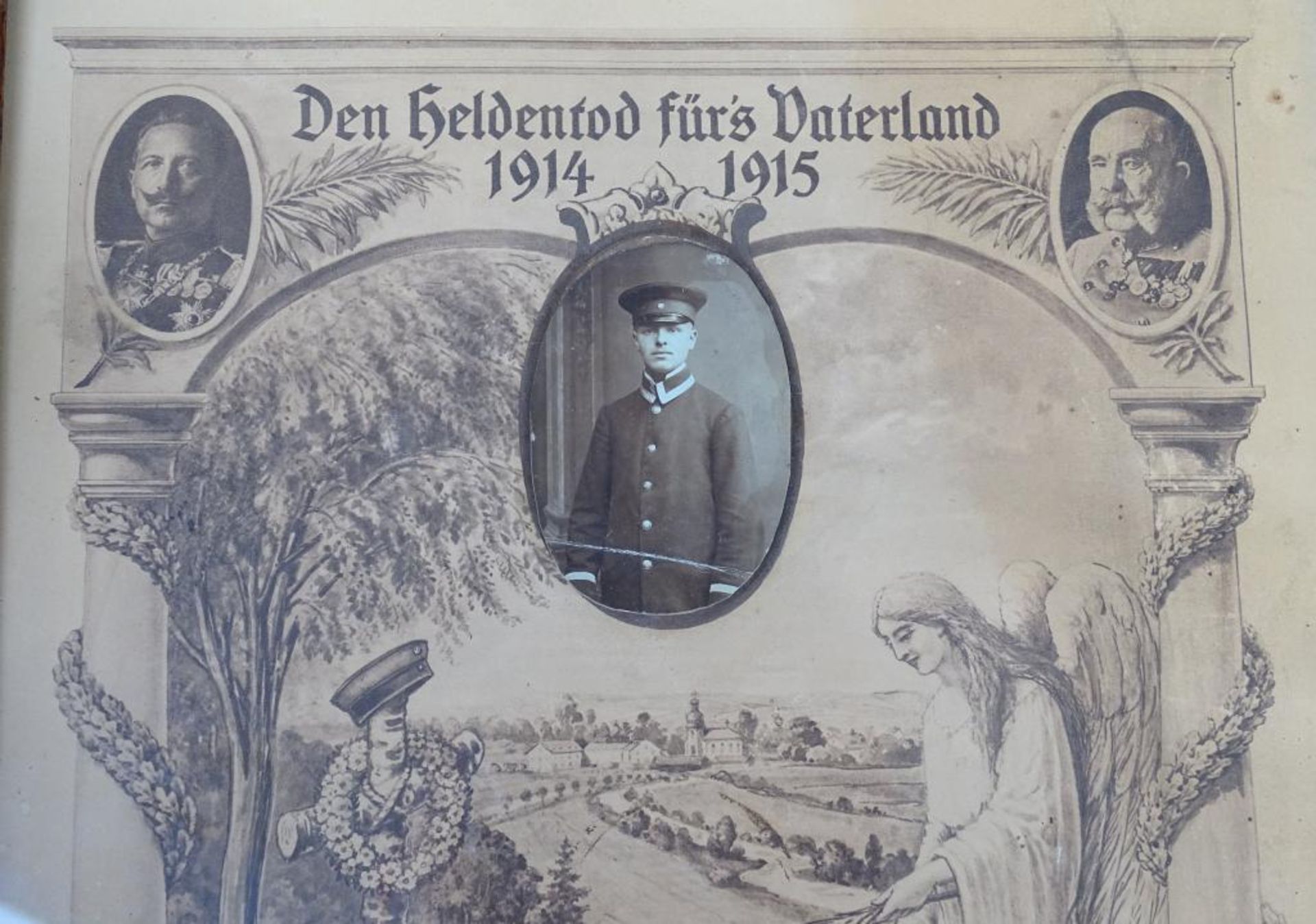 1.Weltkrieg Sterbemeldung "Den Heldentod fürs Vaterland 1914/1915".ger/Glas, RG 45x33c- - -22.61 % - Bild 3 aus 4