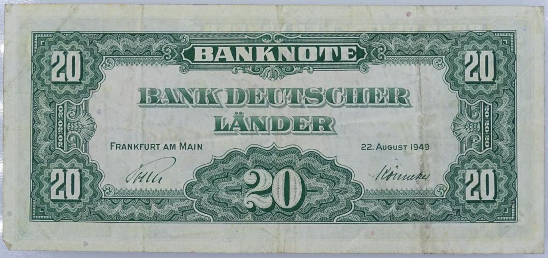20 Deutsche Mark - 1949 - Bank Deutscher Länder, P4134632- - -22.61 % buyer's premium on the - Bild 2 aus 2