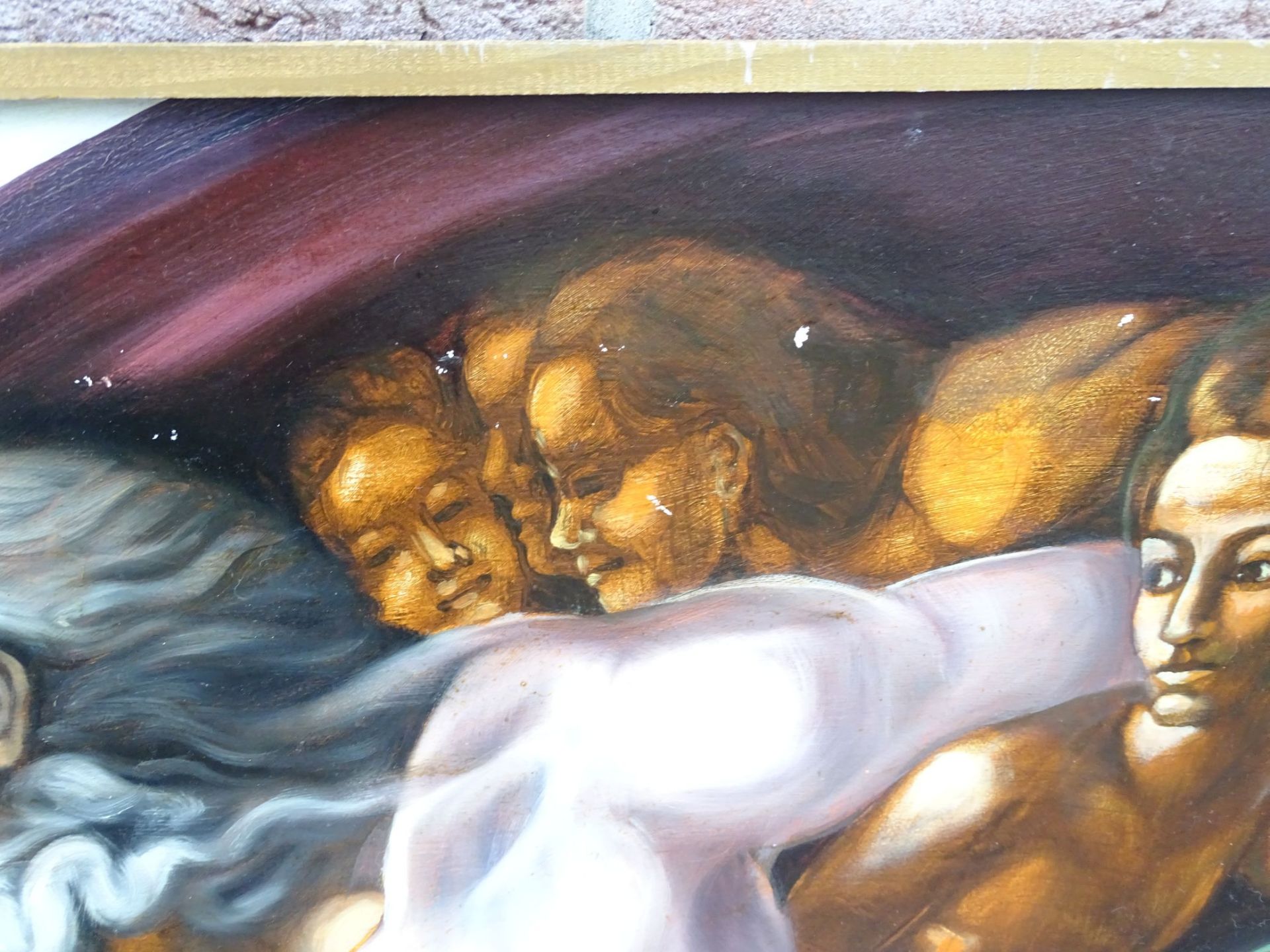 4x anonyme Gemälde nach Michelangelo, Öl/Platte, grösste 80x185 cm, Rest ca. 80x70- - -22.61 % - Image 6 of 10