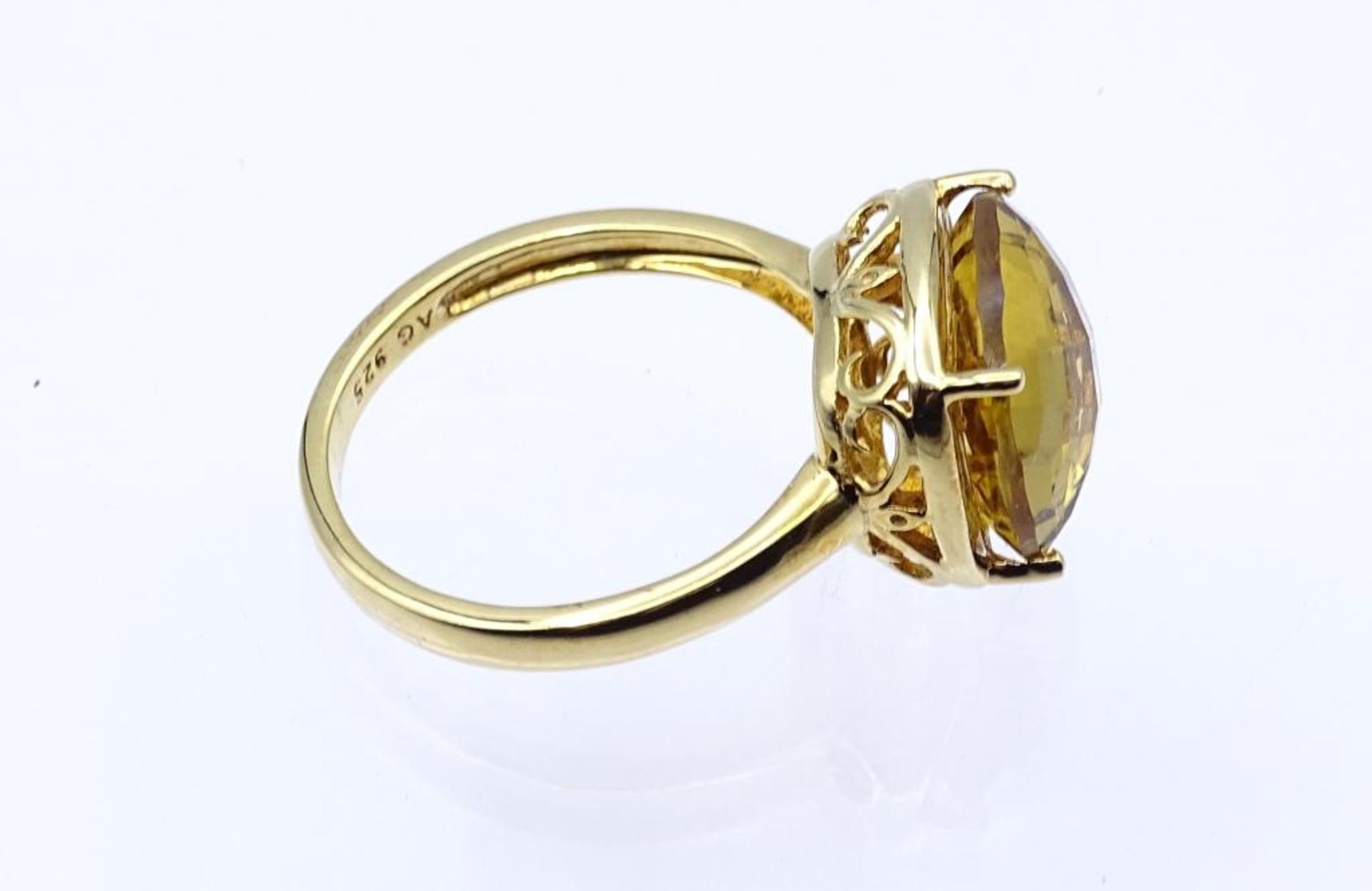 Sterling Silber Ring mit einen facettierten Citrin, IV-Harry Ivens,vergoldet,Silber 925/000, 5,7gr., - Bild 3 aus 4