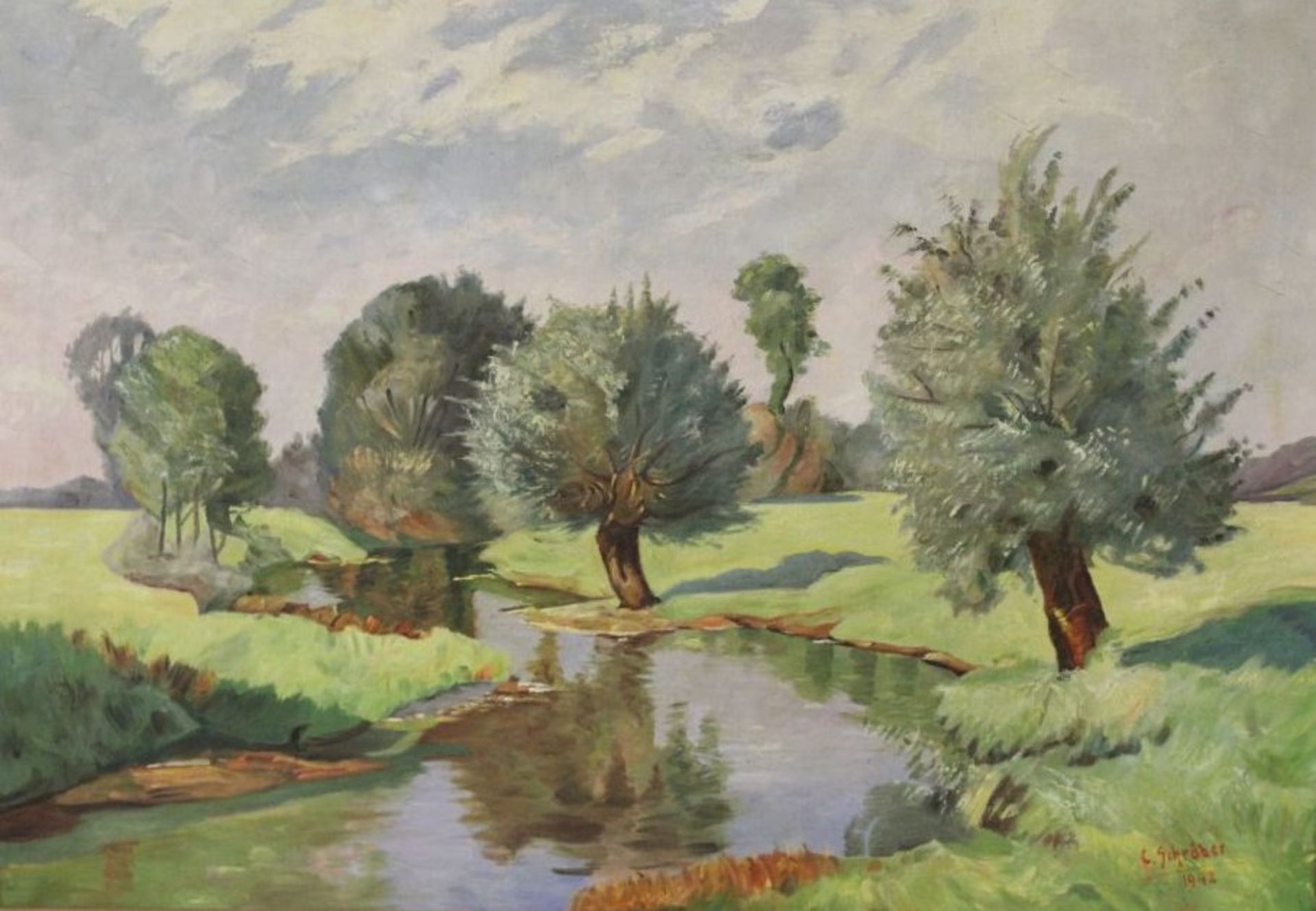 C.Schröder 1942, Landschaft, Öl/Leinwand, gerahmt, RG 85 x 114cm- - -22.61 % buyer's premium on