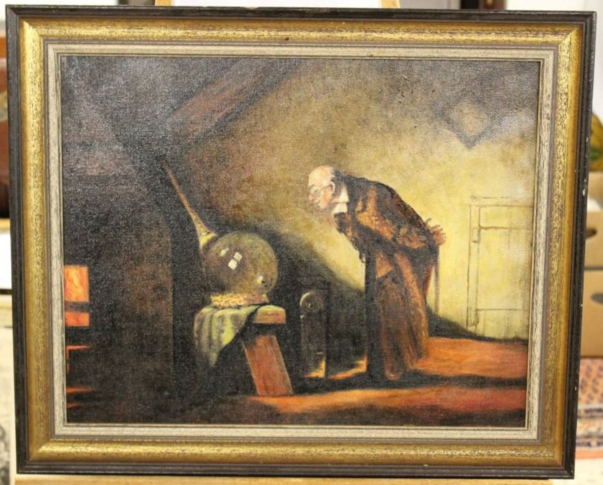 Der alchemist, Kopie nach Spitzweg, verso signiert Stritmatter, Öl/Leinwand, gerahmt, RG 49 x 59cm.- - Bild 2 aus 4