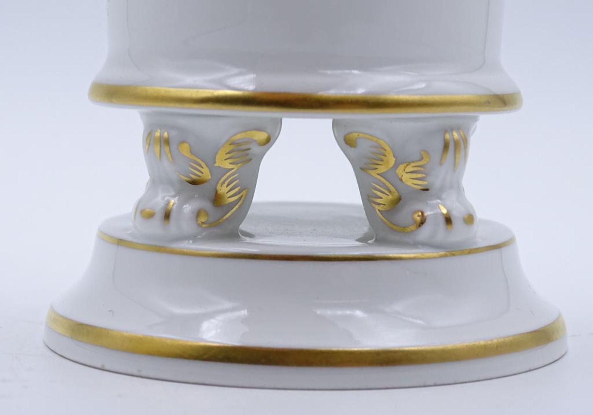 Vase "Meissen",Streublümchen,Schwertermarke durchschliffen,H- 14cm, Goldrand,Rand 1x bestosse- - - - Bild 3 aus 4