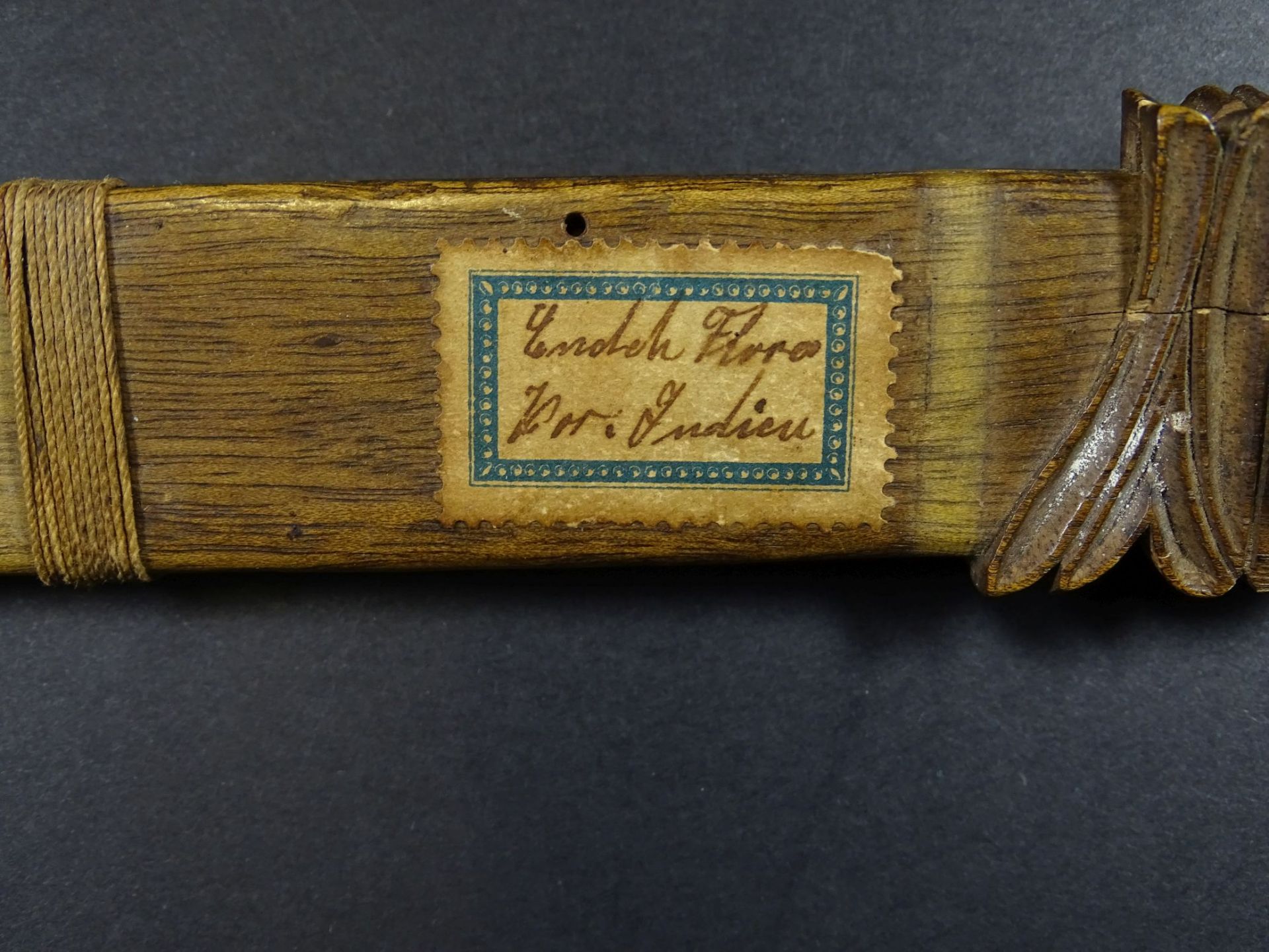 altes Messer mit Holzgriff, Indien, Holzscheide, L-32 cm, Alters-u. Gebrauchsspuren- - -22.61 % - Bild 2 aus 7