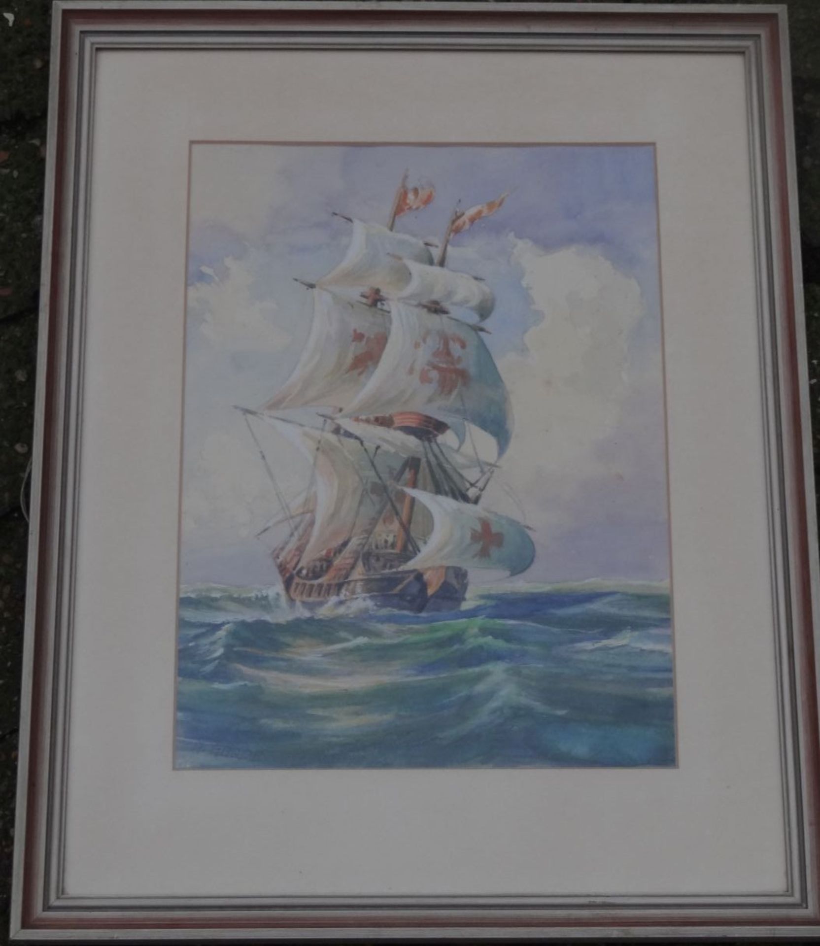 Henry GARDE (1923-1976) "Segelschiff" Aquarell, ger/Glas, RG 55x44 cm- - -22.61 % buyer's premium on - Bild 2 aus 4