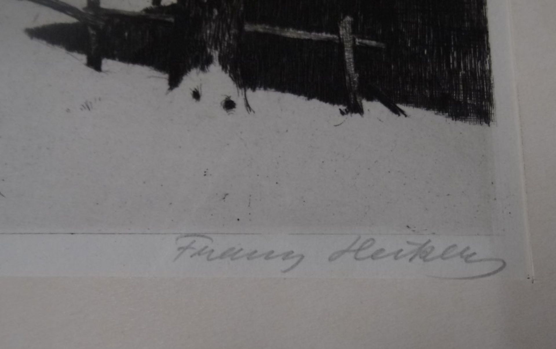 Franz HECKER (1870-1944) "einsame Kate im Winter" Aquatinta Radierung, MG 16x24 cm- - -22.61 % - Image 3 of 4