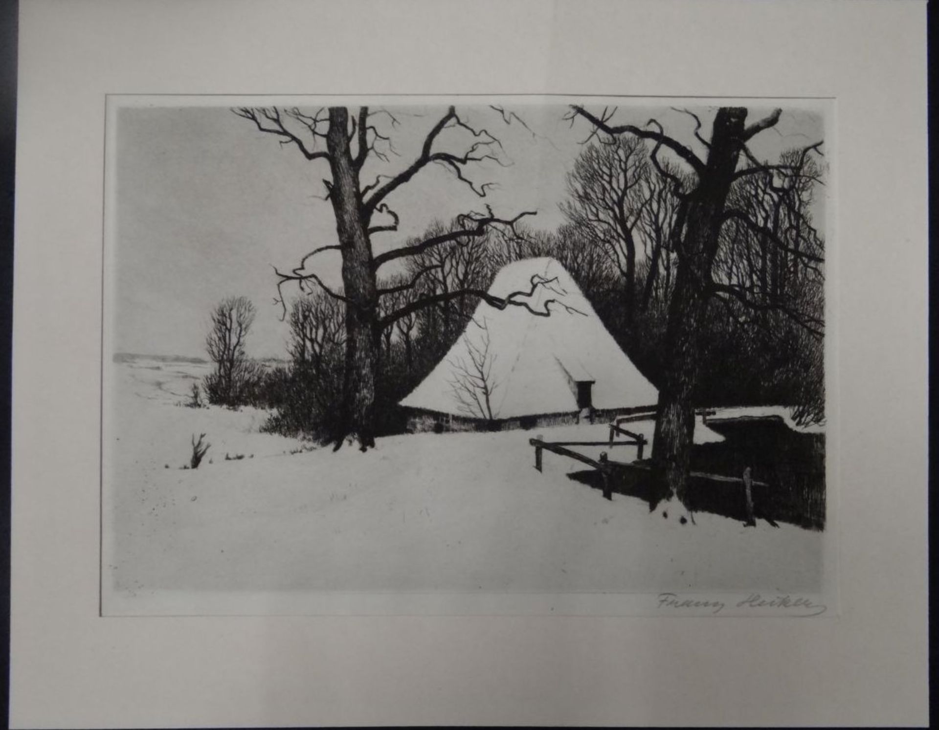 Franz HECKER (1870-1944) "einsame Kate im Winter" Aquatinta Radierung, MG 16x24 cm- - -22.61 % - Image 2 of 4