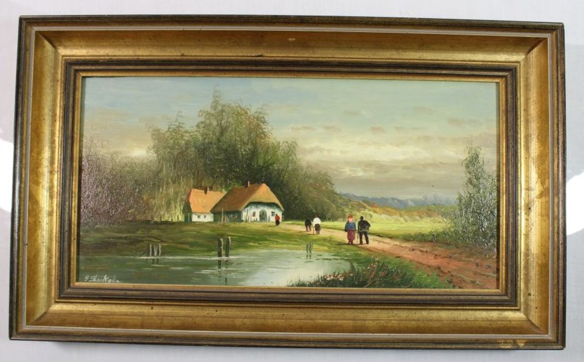 Seekatz, Günter, Landschaft mit Personen, Öl/Holz, verso betitelt "Landschaft in Niedersachsen", - Bild 2 aus 2