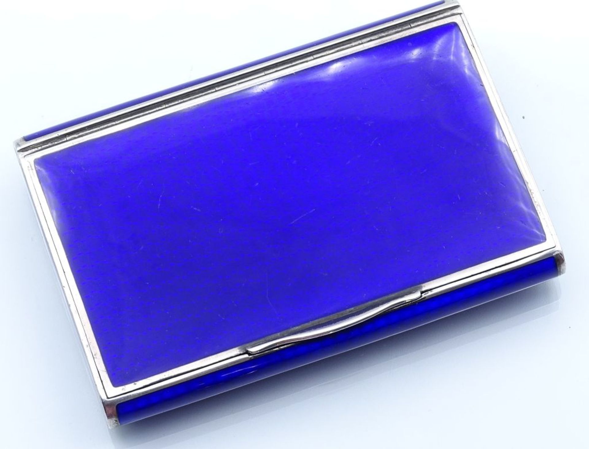 schweres, blau emailliiertes Zigarettenetui, Silber 935. gut erhalten, 6x9 cm, 155 gr.- - -22.61 % - Bild 2 aus 7
