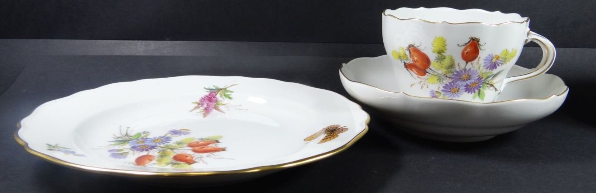 5x Meissen Gedecke, Blumen-und Schmetterlinge, alles erste Wahl, 5 Tassen mit 5 U.T., 6 - Bild 3 aus 5