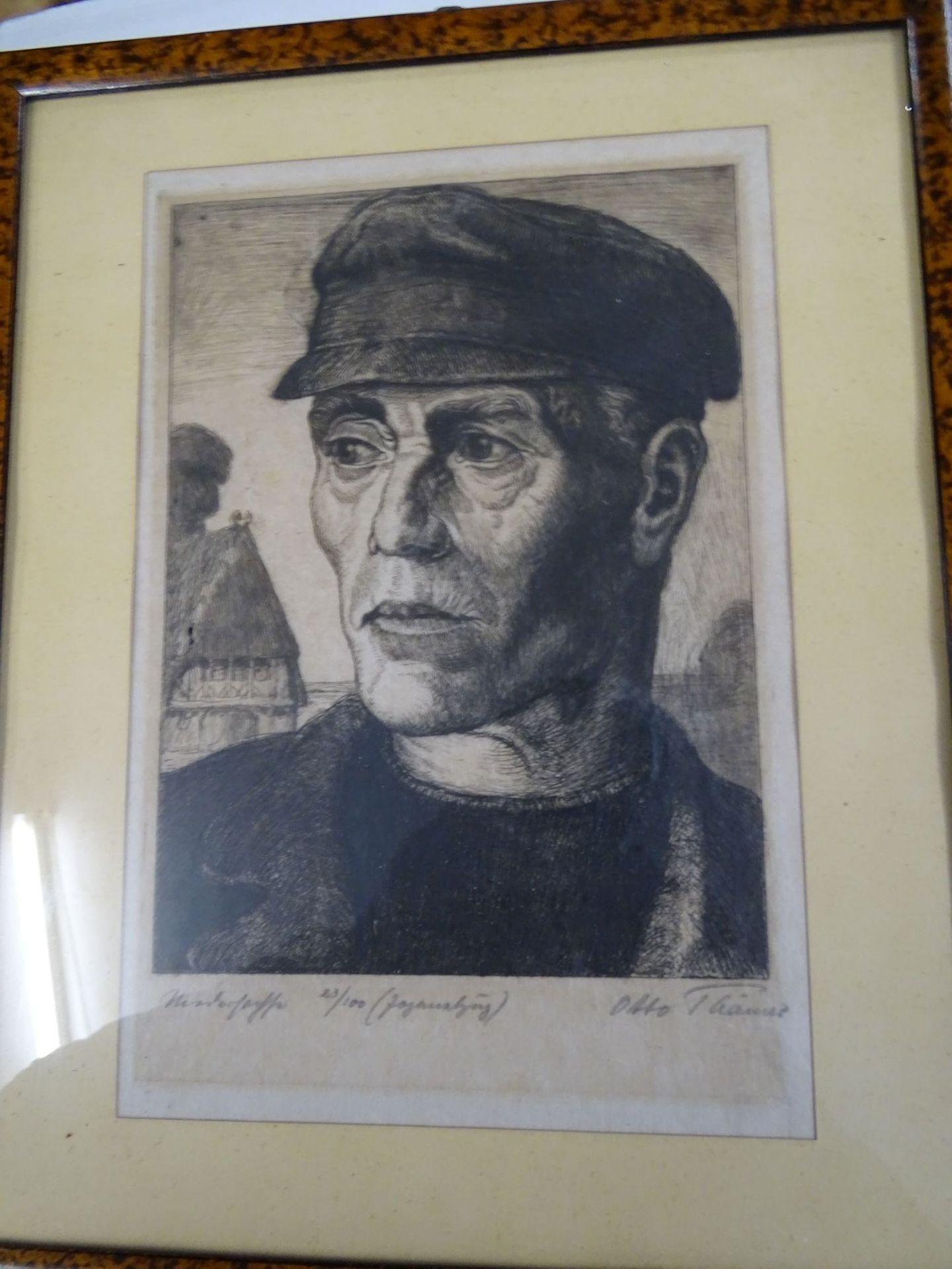 Otto THÄMER (1892-1975), orig. Radierung, Nr. 23/100, ger/Glas, RG 35x28 c- - -22.61 % buyer's