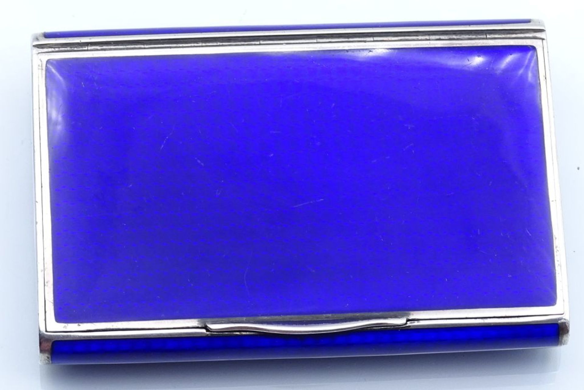 schweres, blau emailliiertes Zigarettenetui, Silber 935. gut erhalten, 6x9 cm, 155 gr.- - -22.61 % - Bild 4 aus 7