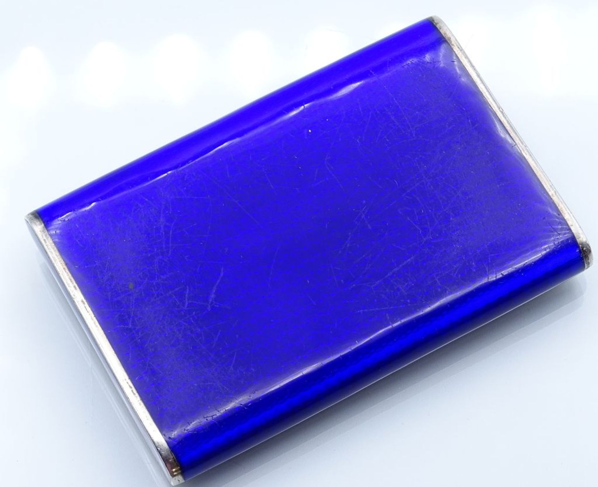 schweres, blau emailliiertes Zigarettenetui, Silber 935. gut erhalten, 6x9 cm, 155 gr.- - -22.61 % - Bild 7 aus 7