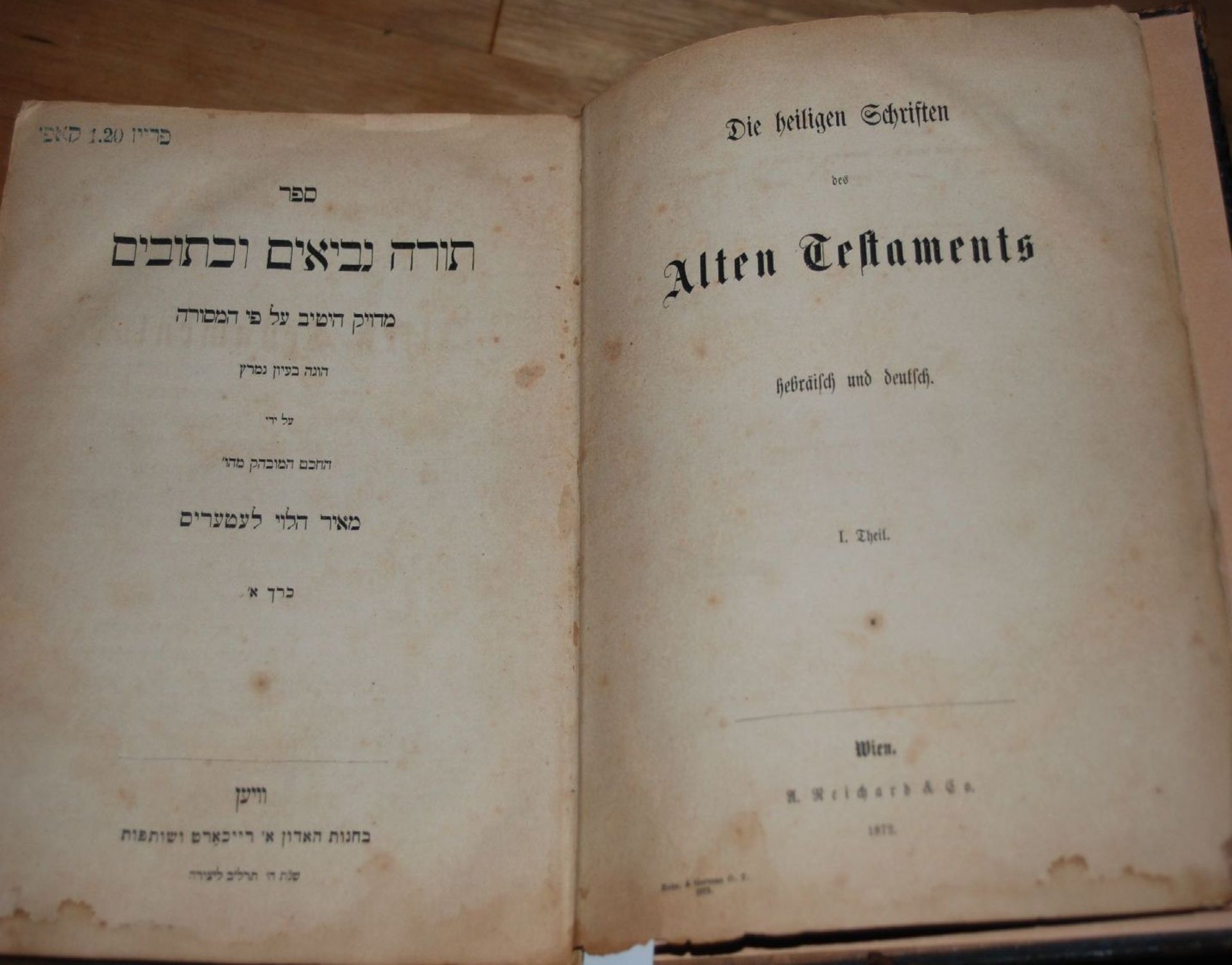 Die heiligen Schriften des Altes Testamentes in hebräisch und deutsch, Wien 1872, Einband Alters-