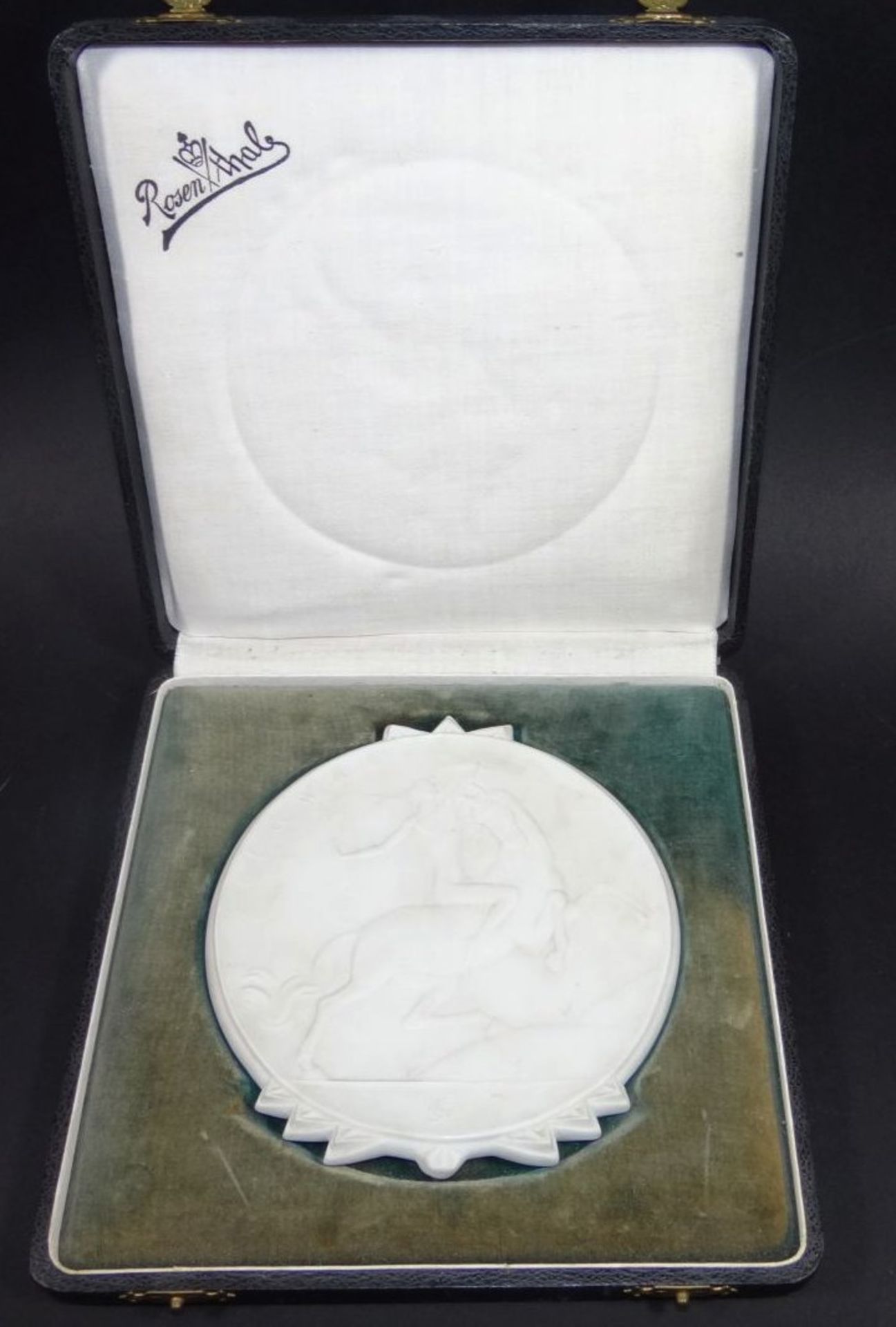 "Danziger Siegeszeichen" von Rosenthal in Etui, Wanderpreis 1931-34, Silberplakette-800- mit Gravur,