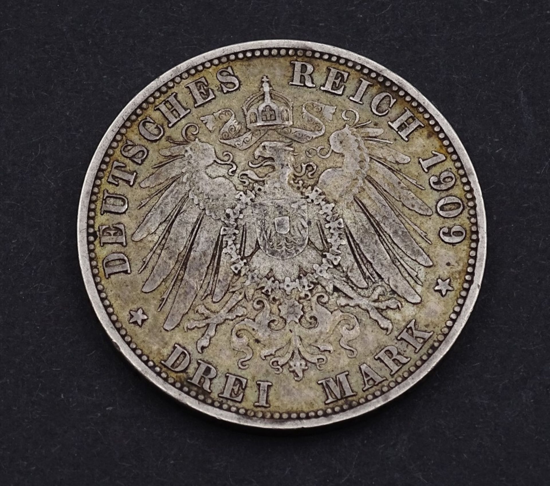 Drei Mark 1909 Deutsches Reich Wilhelm II Deutscher Kaiser König v. Preussen- - -22.61 % buyer's - Bild 2 aus 2