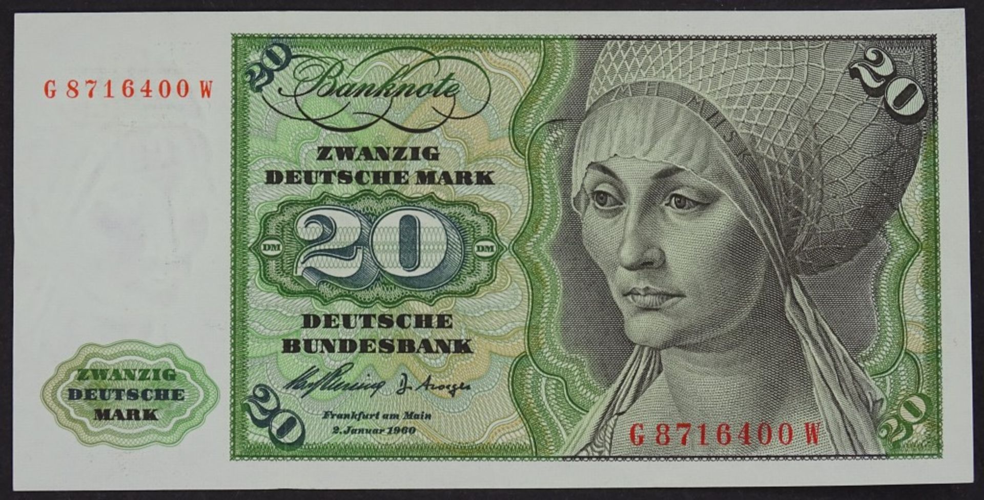 Banknote - 20 Deutsche Mark 1960- - -22.61 % buyer's premium on the hammer priceVAT margin scheme,