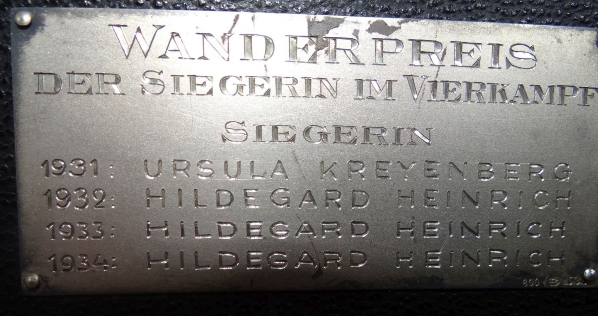 "Danziger Siegeszeichen" von Rosenthal in Etui, Wanderpreis 1931-34, Silberplakette-800- mit Gravur, - Bild 7 aus 7