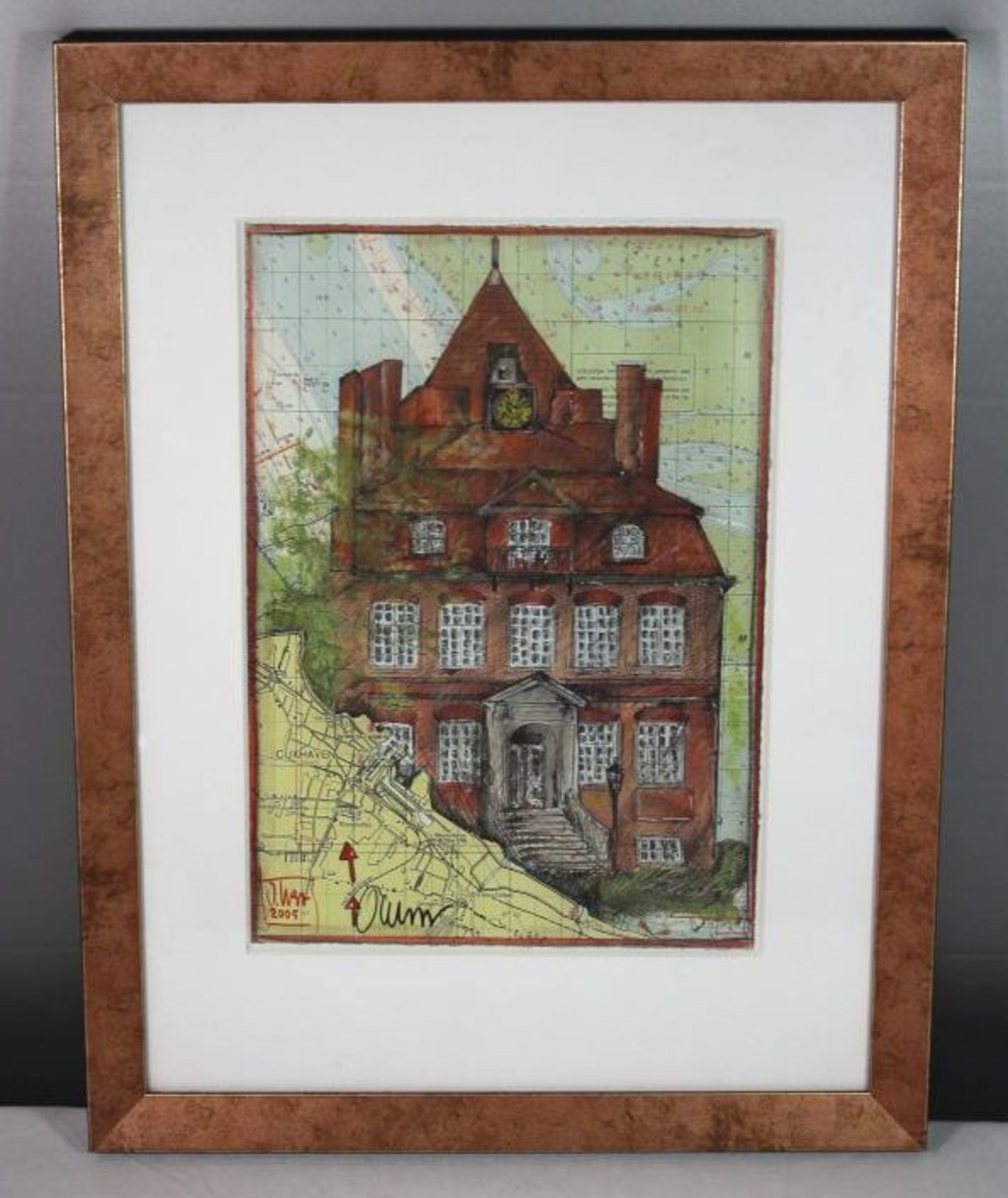 Ole WEST (1953) "Schloß Ritzebüttel", Grafik, ger./Glas, RG 43,5 x 33,5 cm- - -22.61 % buyer's - Image 2 of 2