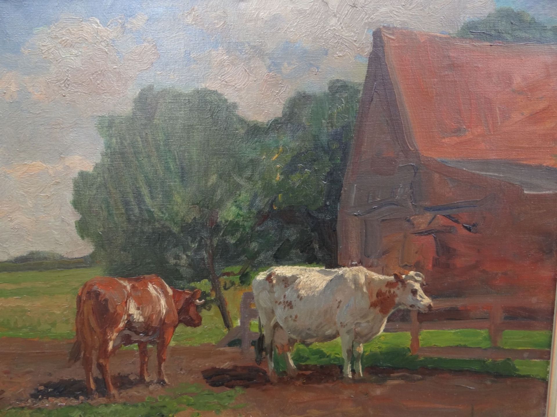 Friedrich KALLMORGEN (1856-1924) "norddt. Bauernhof mit Kühen", Öl/Leinen, 40x50 cm, gerahmt, RG - Bild 3 aus 8