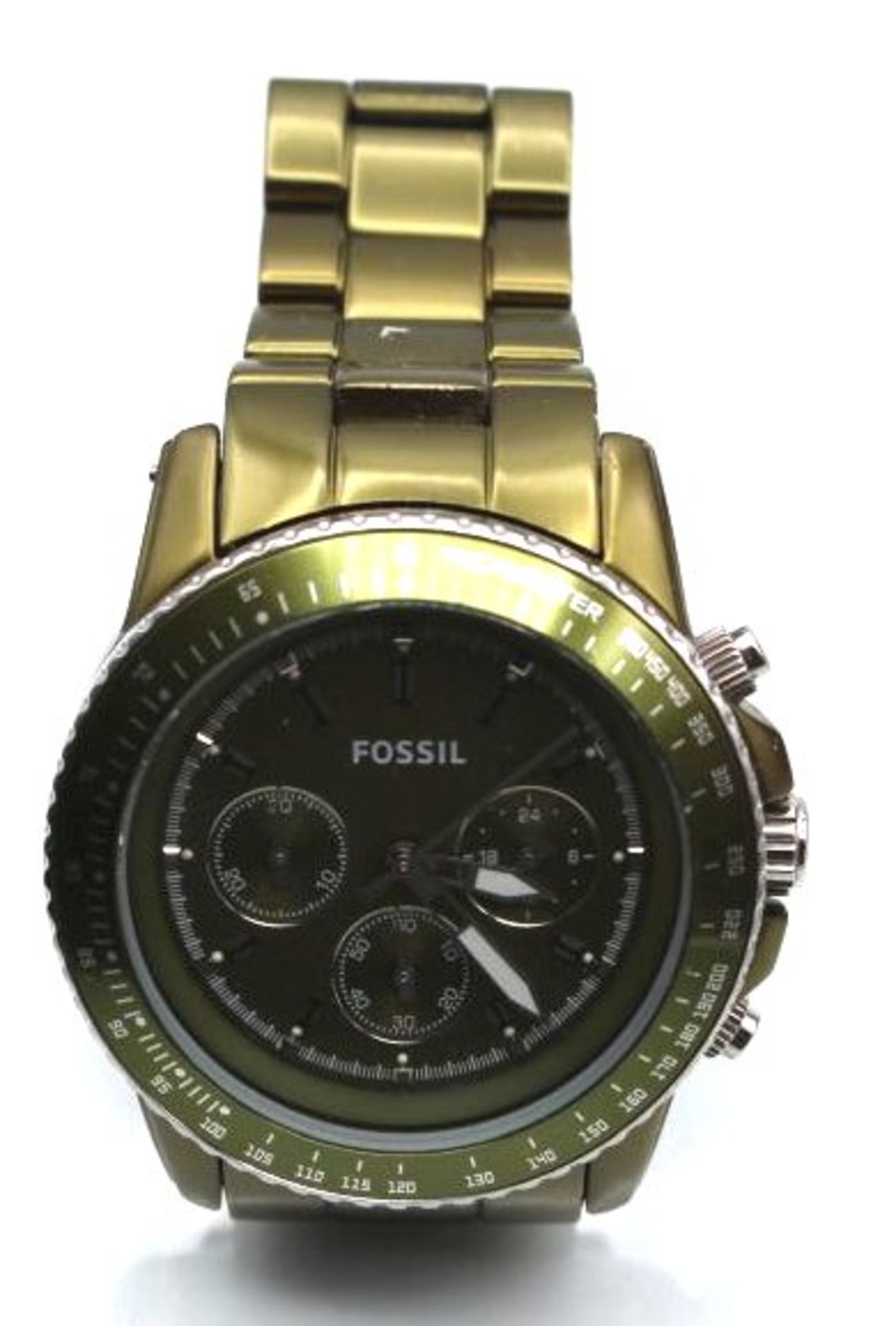 Armbanduhr, Fossil, grün, Quartz, Werk läuft, D-ca. 4,5cm, guter Zustand, orig. Box.- - -22.61 % - Bild 2 aus 2