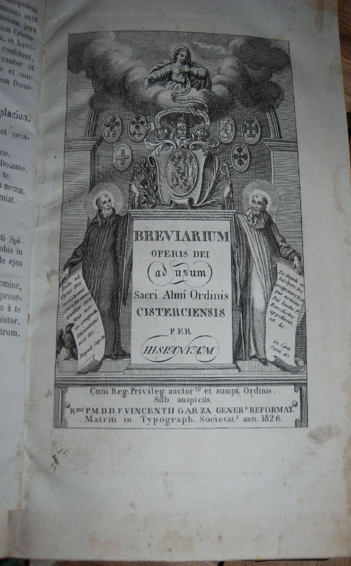 Breviarium operis dei sacri almi cisternciensis, 1826, Latein, illustriert, guter Zustand, 25x17 cm-