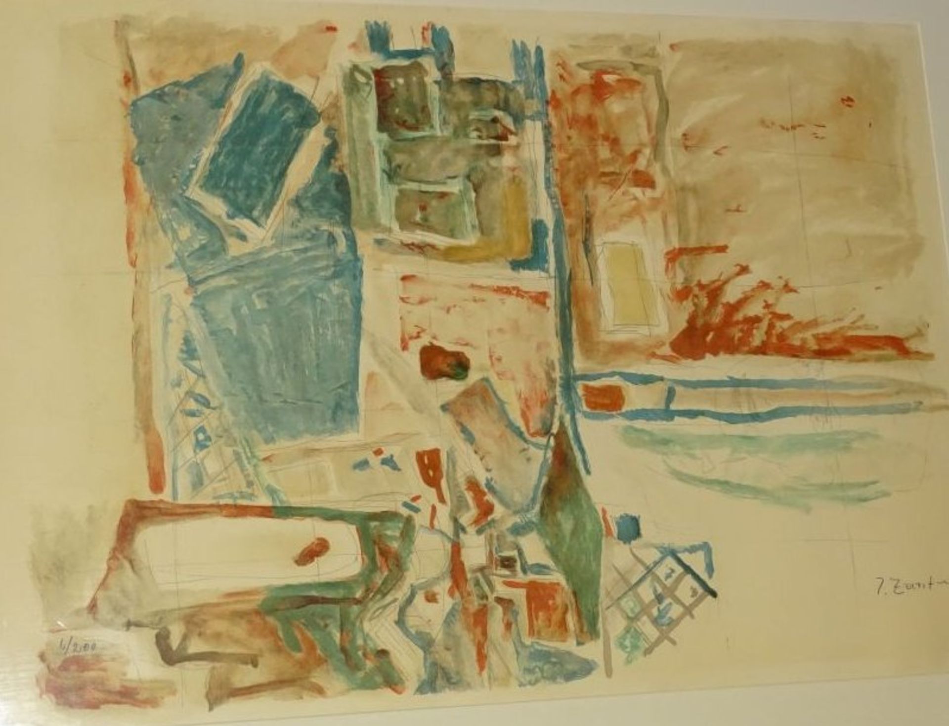 Joseph ZARITSKY (1891-1985), moderne grosse Lithografie, 6/200, ger/Glas, RG 82x106 cm- - -22.61 %