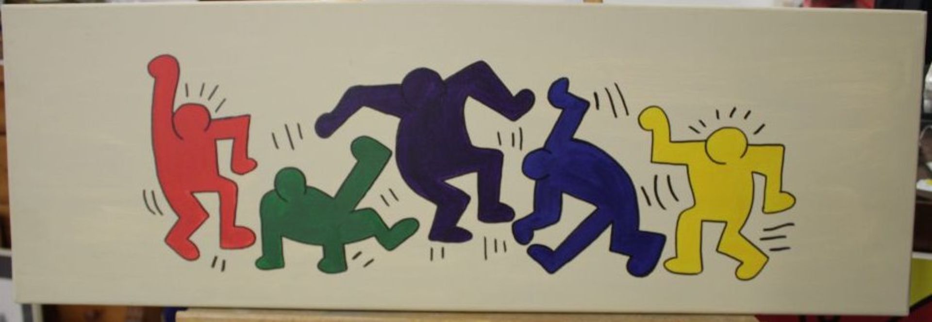 Kunstdruck auf Leinwand nach Keith Haring, ungerahmt, 30 x 90,5cm.- - -22.61 % buyer's premium on - Bild 2 aus 2
